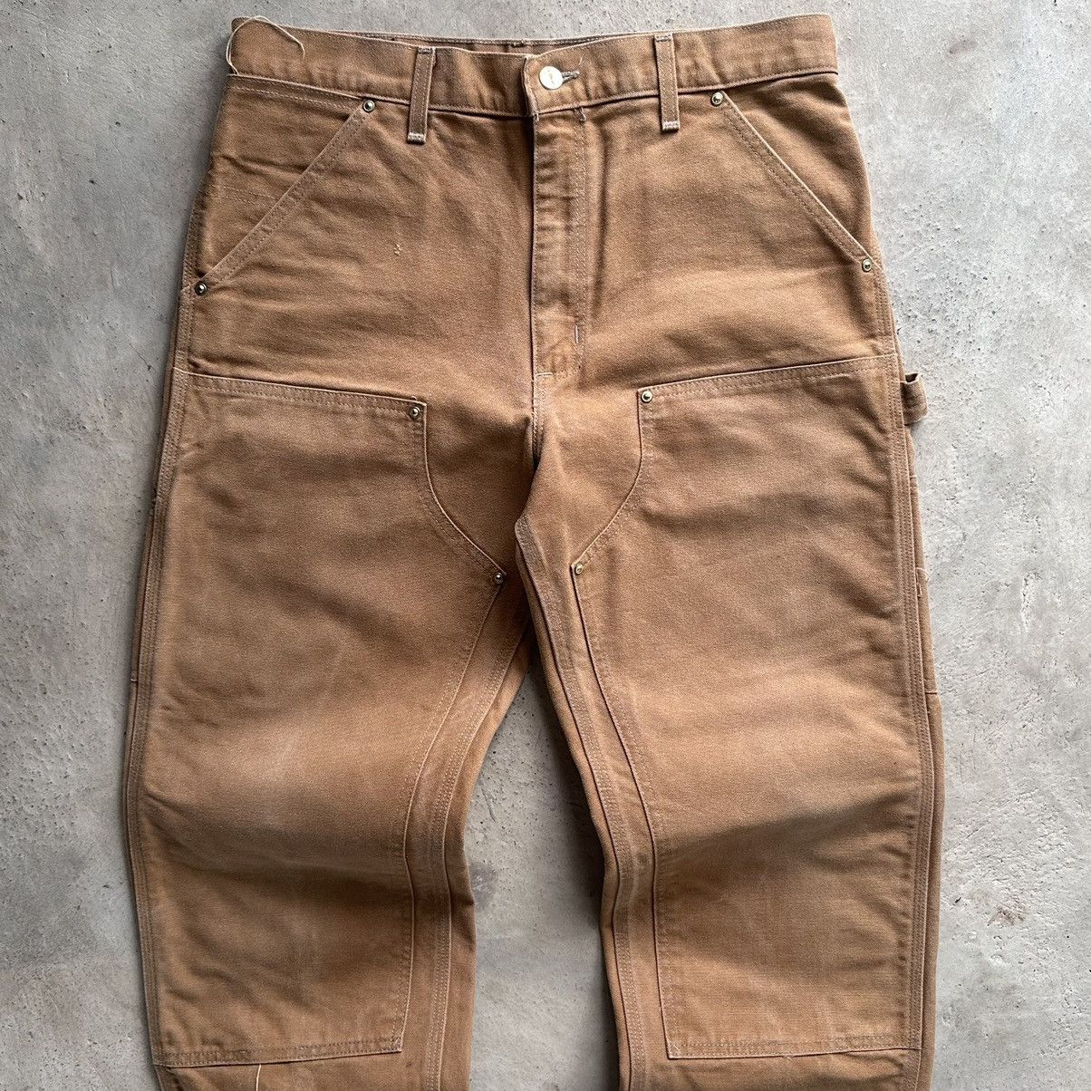 Carhartt (33x31.5) Crazy Faded 90s Carhartt Double Knee Brown/Tan Size US 33 - 2 Thumbnail