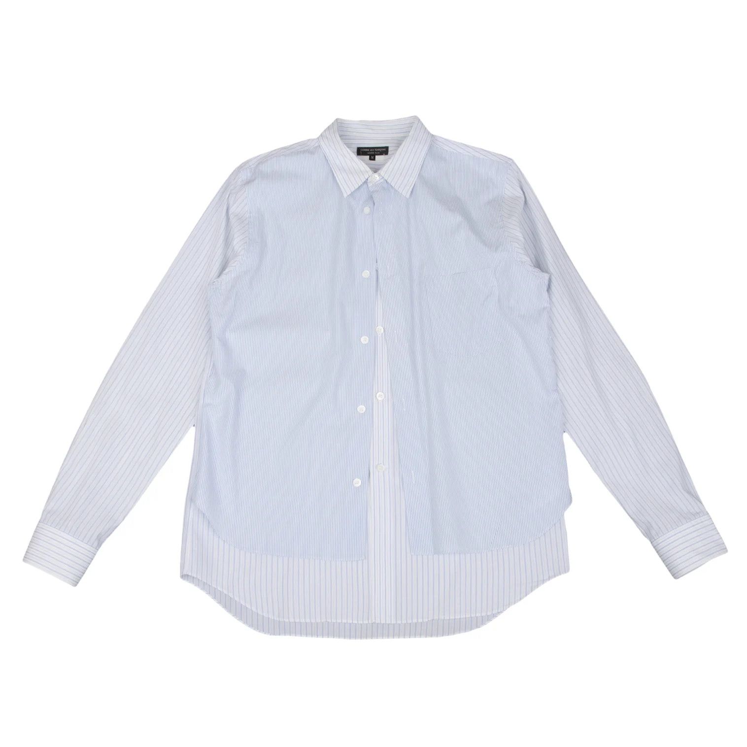 Comme des Garcons Homme Plus Layered Stripe Long Sleeve Shirt in Blue and Off White Size US M / EU 48-50 / 2 - 1 Thumbnail