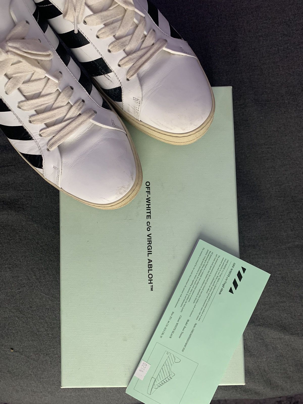 Off-White Off White Leather Striped Sneakers Size US 11 / EU 44 - 6 Thumbnail