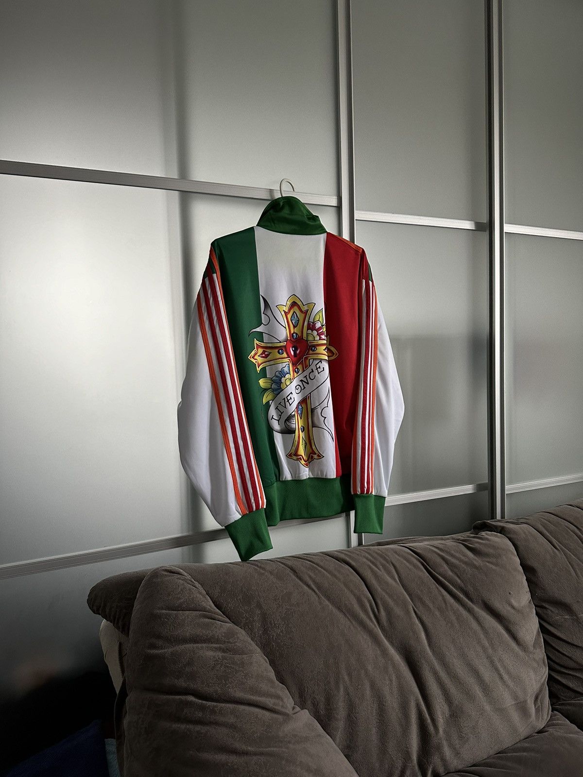 image of Ed Hardy Mexico Track Zip Up in Green, Men's (Size Large)