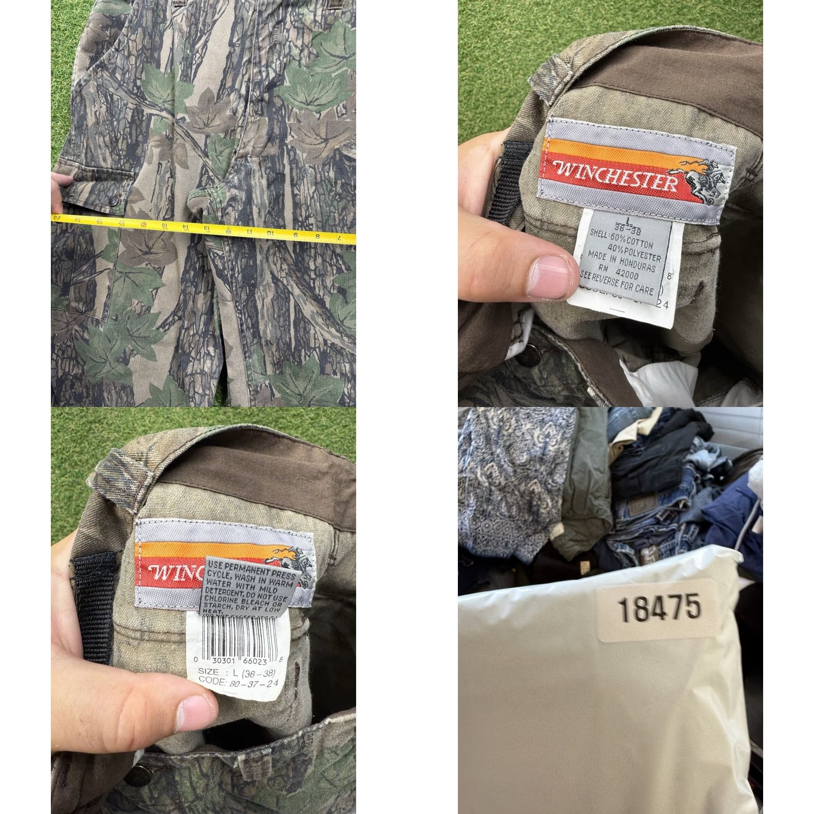 Vintage Northwest Territory Winchester Hunting Pants Mens L Camouflage Cotton Canvas Regular Fit Cargo Pockets 90s Workwear Brown Hanes? Size US 33 - 8 Thumbnail
