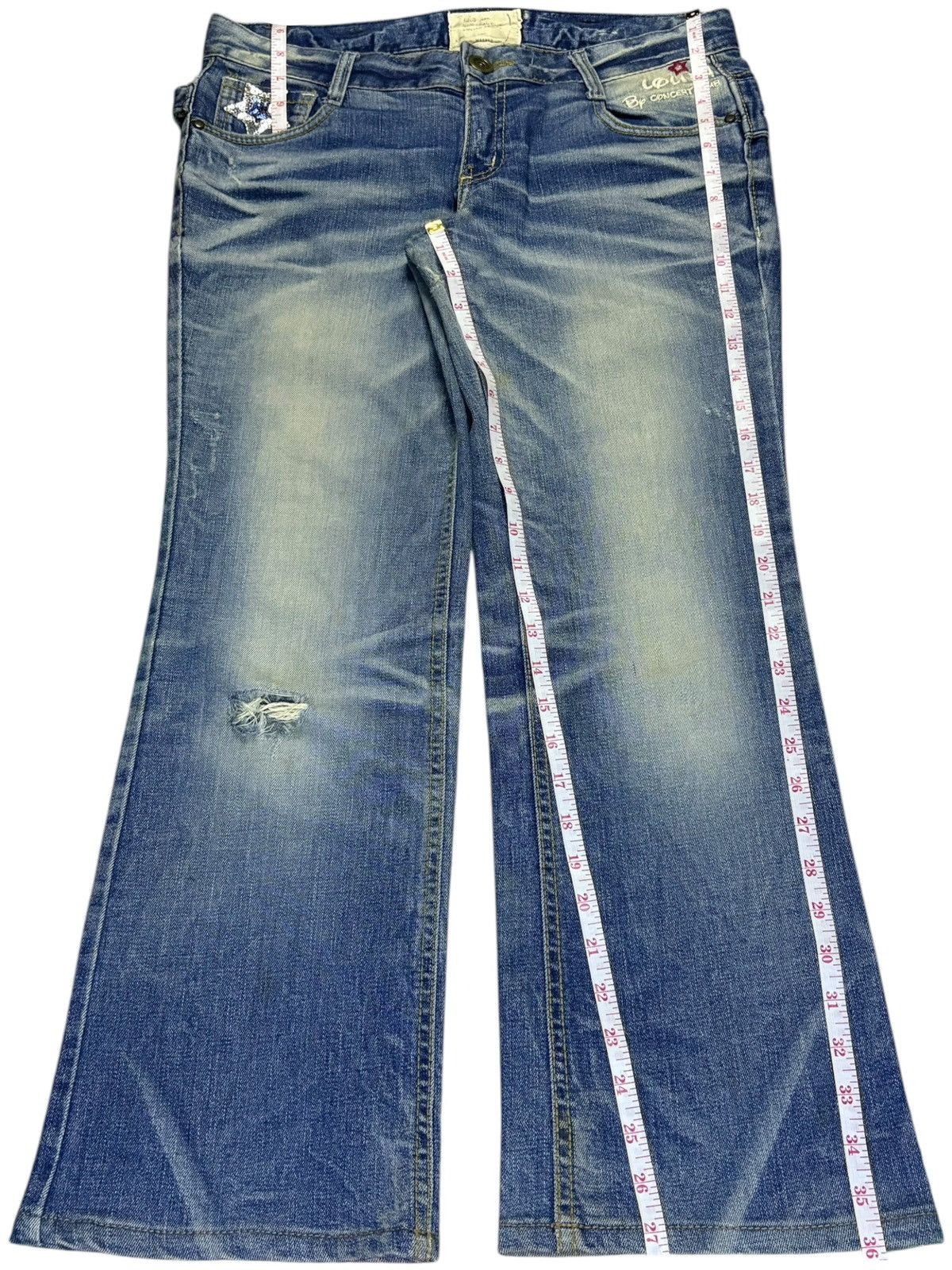 Hysteric Glamour × Japanese Brand Vintage Japanese Brand Mud Wash Distressed Flare Jeans Size 34" / US 12 / IT 48 - 15 Thumbnail