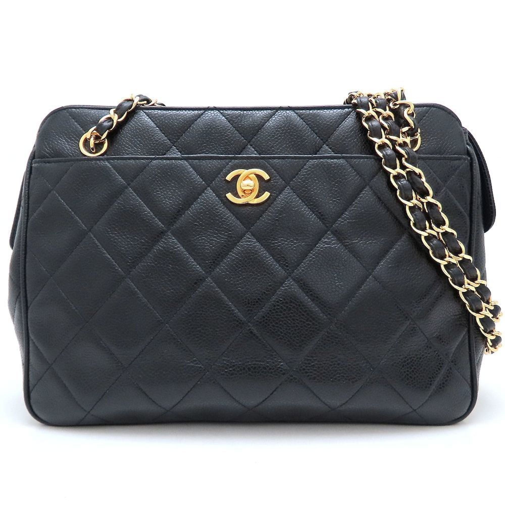 CHANEL Chain Shoulder Bag in Caviar Leather Black Women's 352959