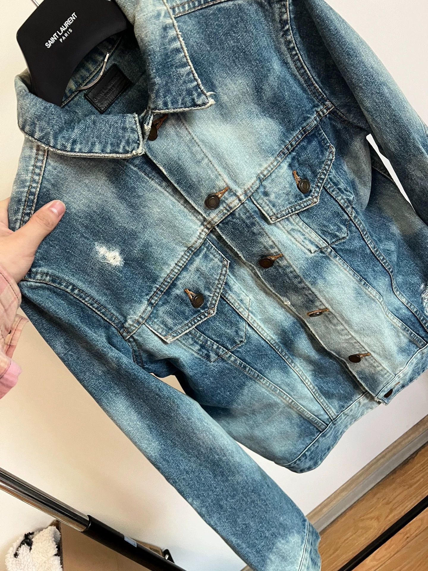 Saint Laurent Paris Saint Laurent SLP17SS Splatter Dyed Denim Jacket Size US S / EU 44-46 / 1 - 3 Thumbnail