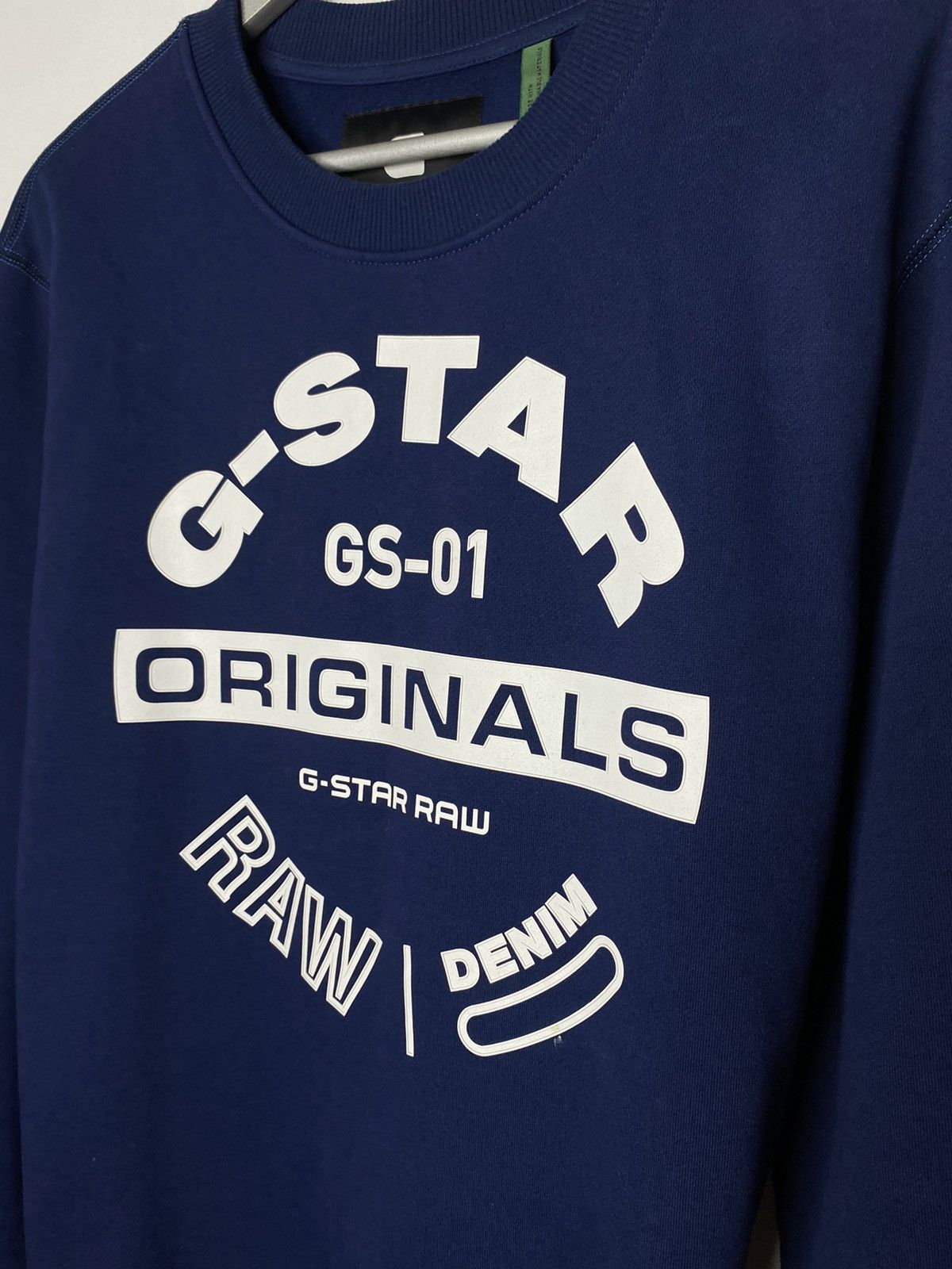 G-Star × Vintage 🔥 G Star Raw Big Logo Sweatshirt Navy Blue 🔥 Size US L / EU 52-54 / 3 - 4 Thumbnail