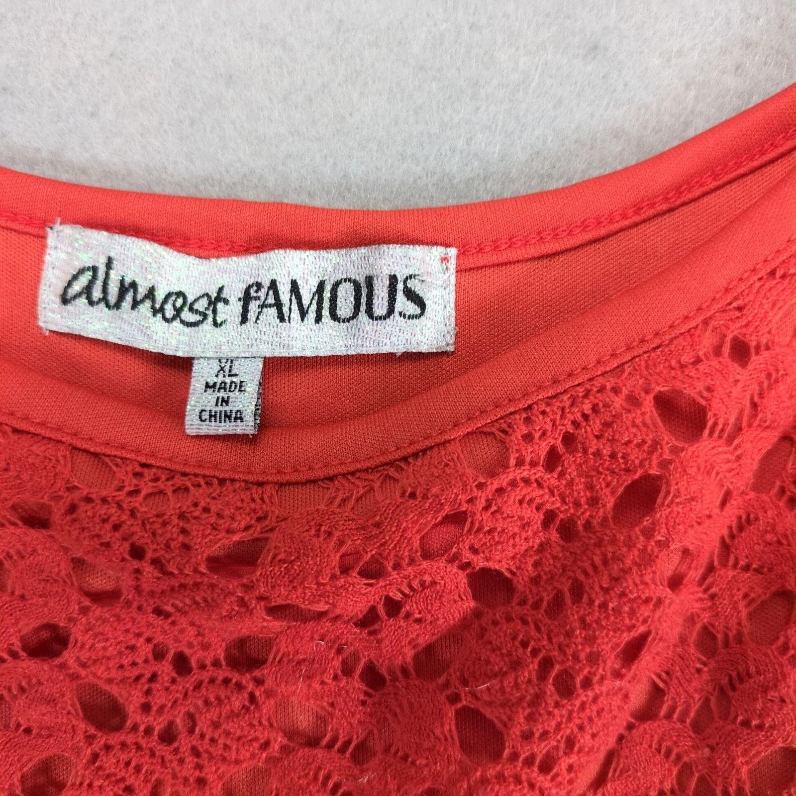Almost Famous Almost Famous Orange Crochet Lace Skater Mini Dress, XL Size XL / US 12-14 / IT 48-50 - 3 Thumbnail