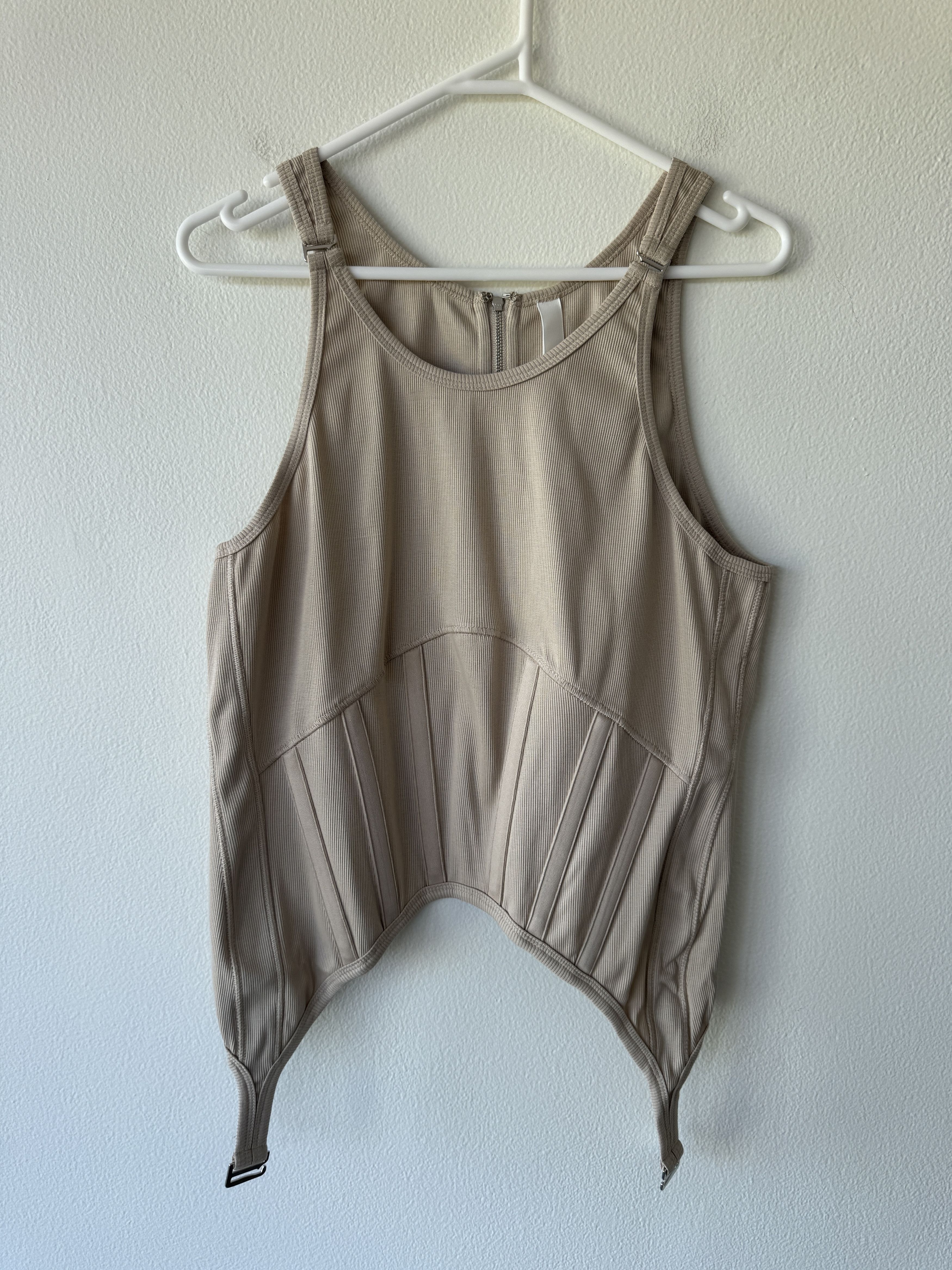 Image of Dion Lee Fin Corset Tank Singlet Vest Tee in Sand Dollar, Women's (Size 2XL)