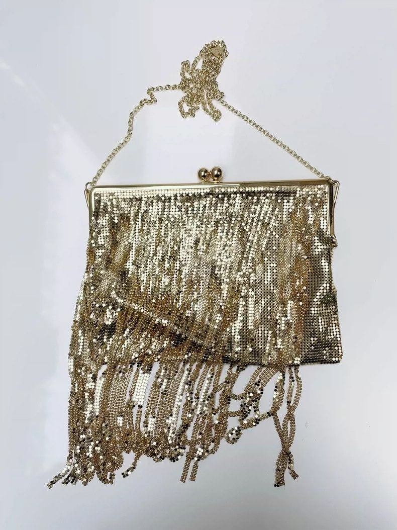 Paco Rabanne x H&M 2023 party bag with gold lipstick fringe