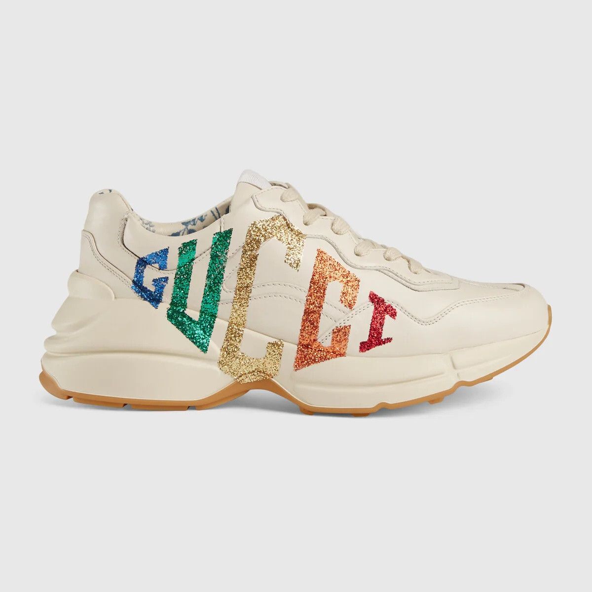 Gucci o1s1wg110425 Women's Rhyton Glitter Logo Sneakers Size US 5.5 / IT 35.5 - 1 Thumbnail