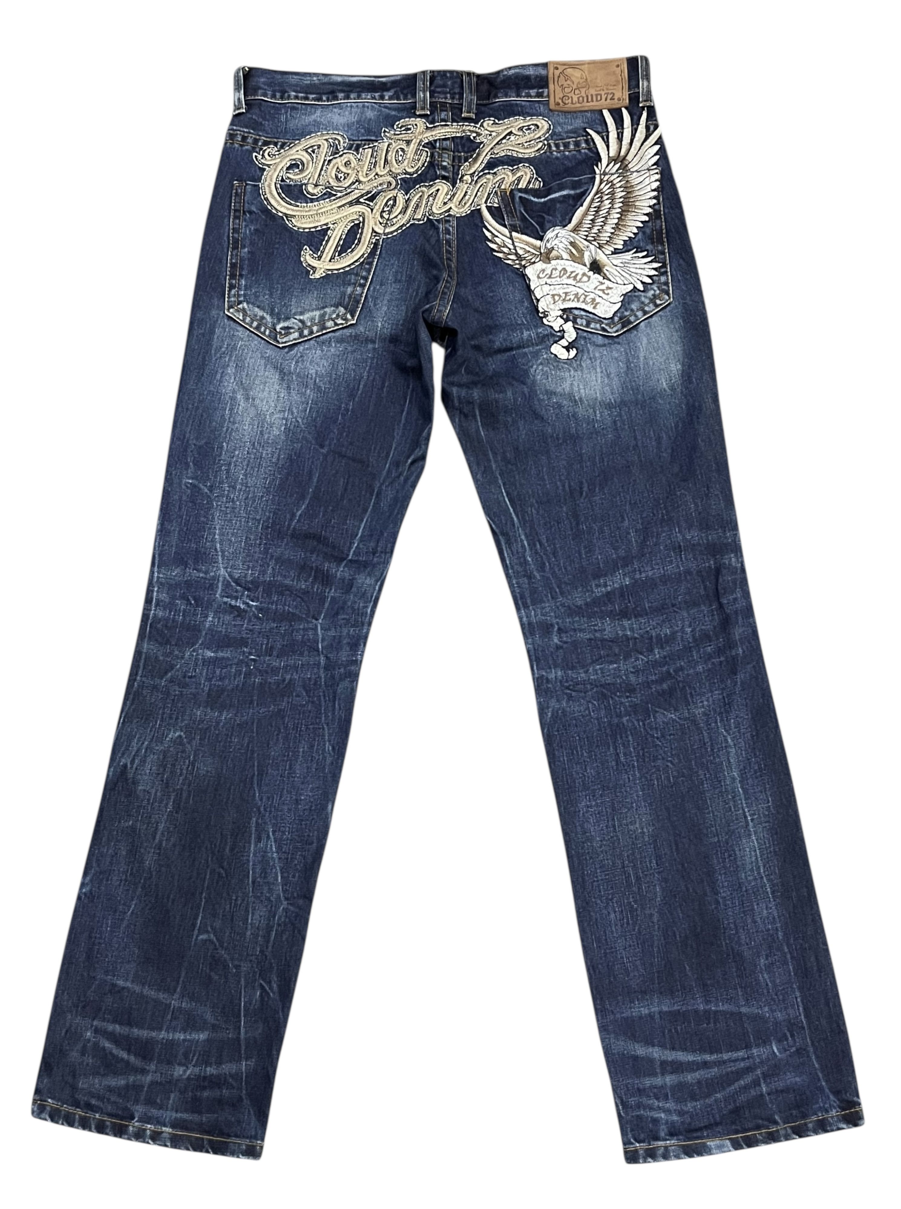 Red Clouds Collective Vintage CLOUD DENIM BigBold Embroidery Skull Jeans Karakuri Size US 32 / EU 48 - 4 Thumbnail