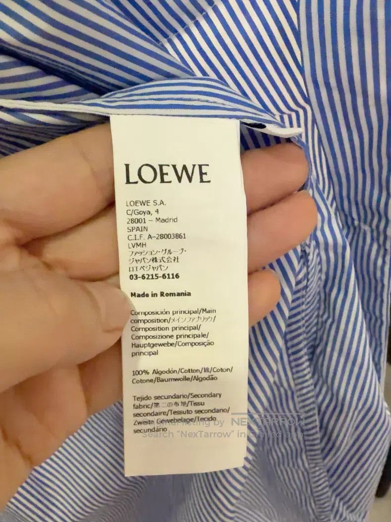 Loewe Loewe Blue and White Striped Oversized Collar Shirt Size XS / US 0-2 / IT 36-38 - 4 Thumbnail