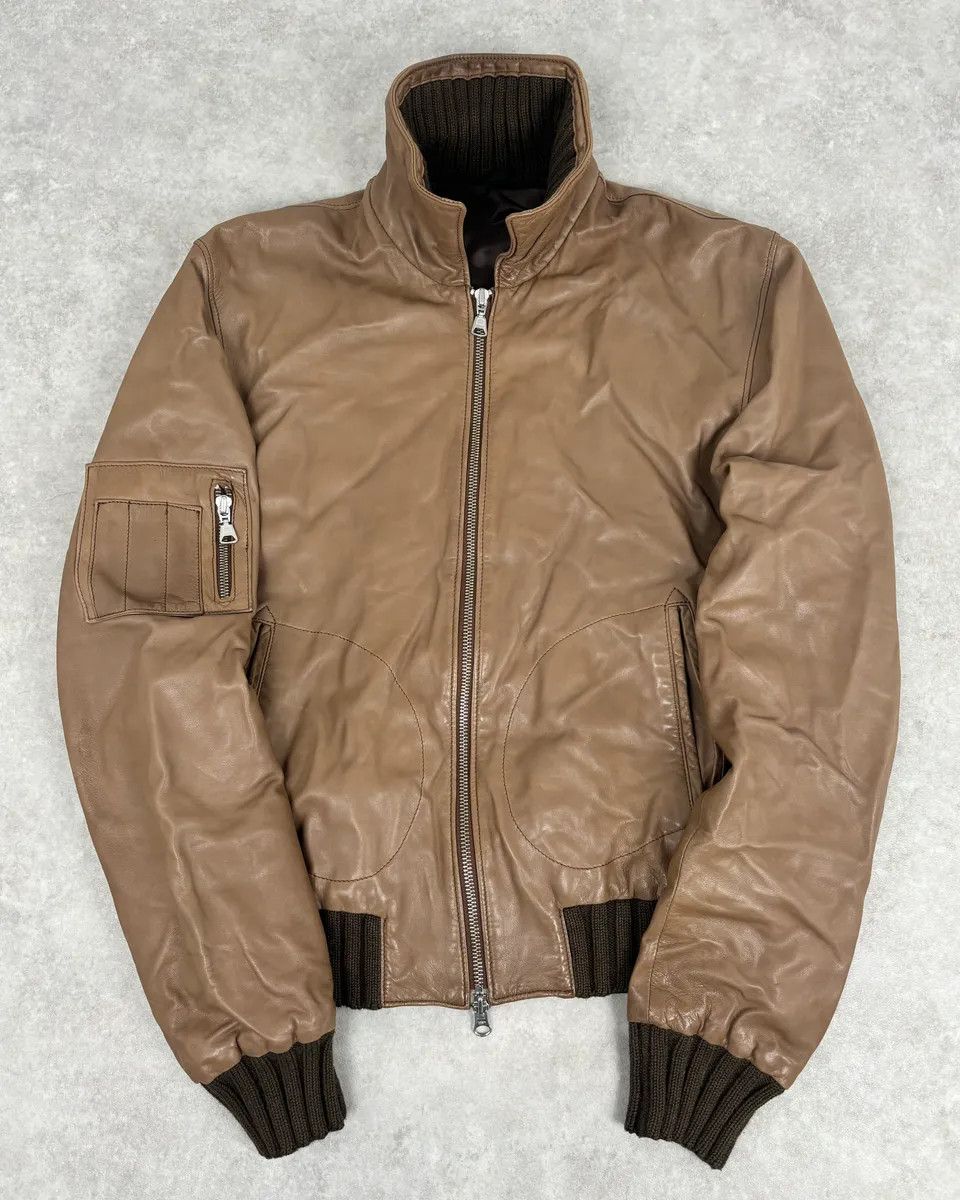 Daniele Alessandrini 2000s Daniele Alessandrini Agent Beige Leather Jacket Size US M / EU 48-50 / 2 - 1 Thumbnail
