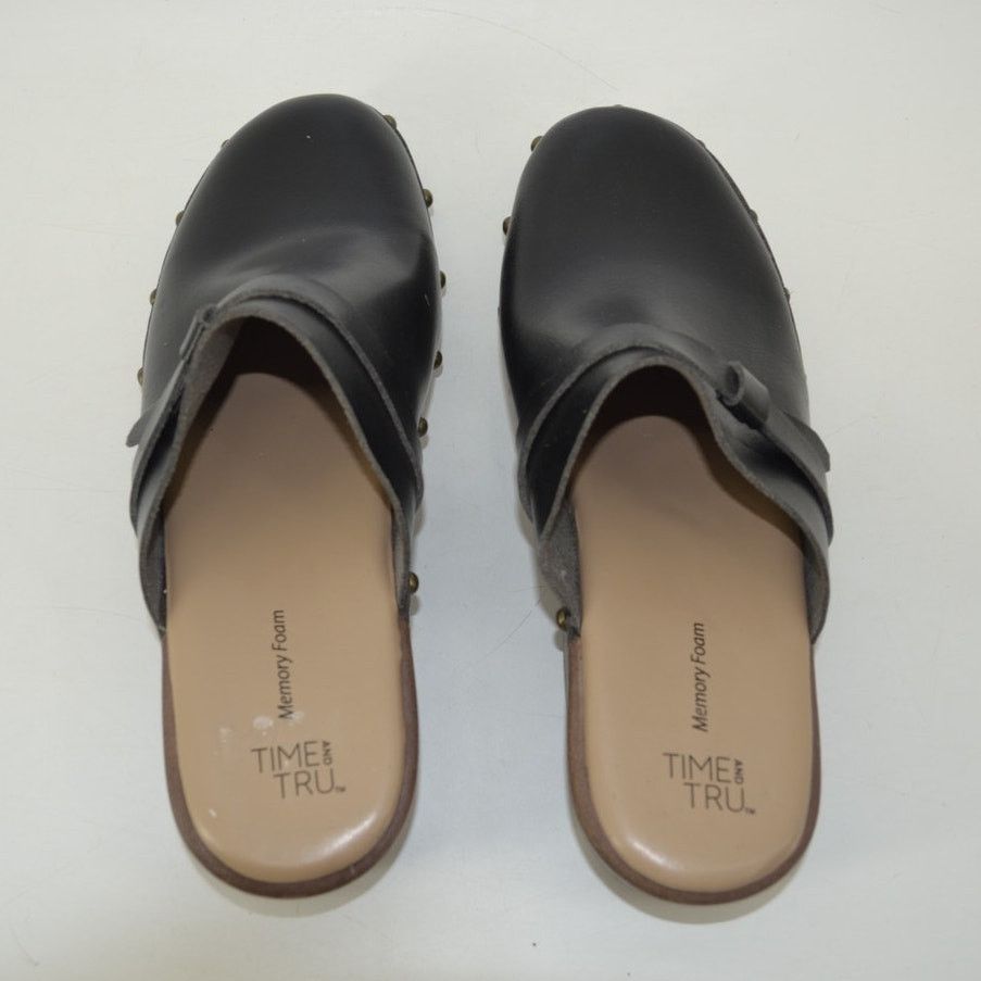 Other Time and Tru Womens Sz 8 Clogs Black Faux Leather Y2K Style Size US 8 / IT 38 - 10 Thumbnail