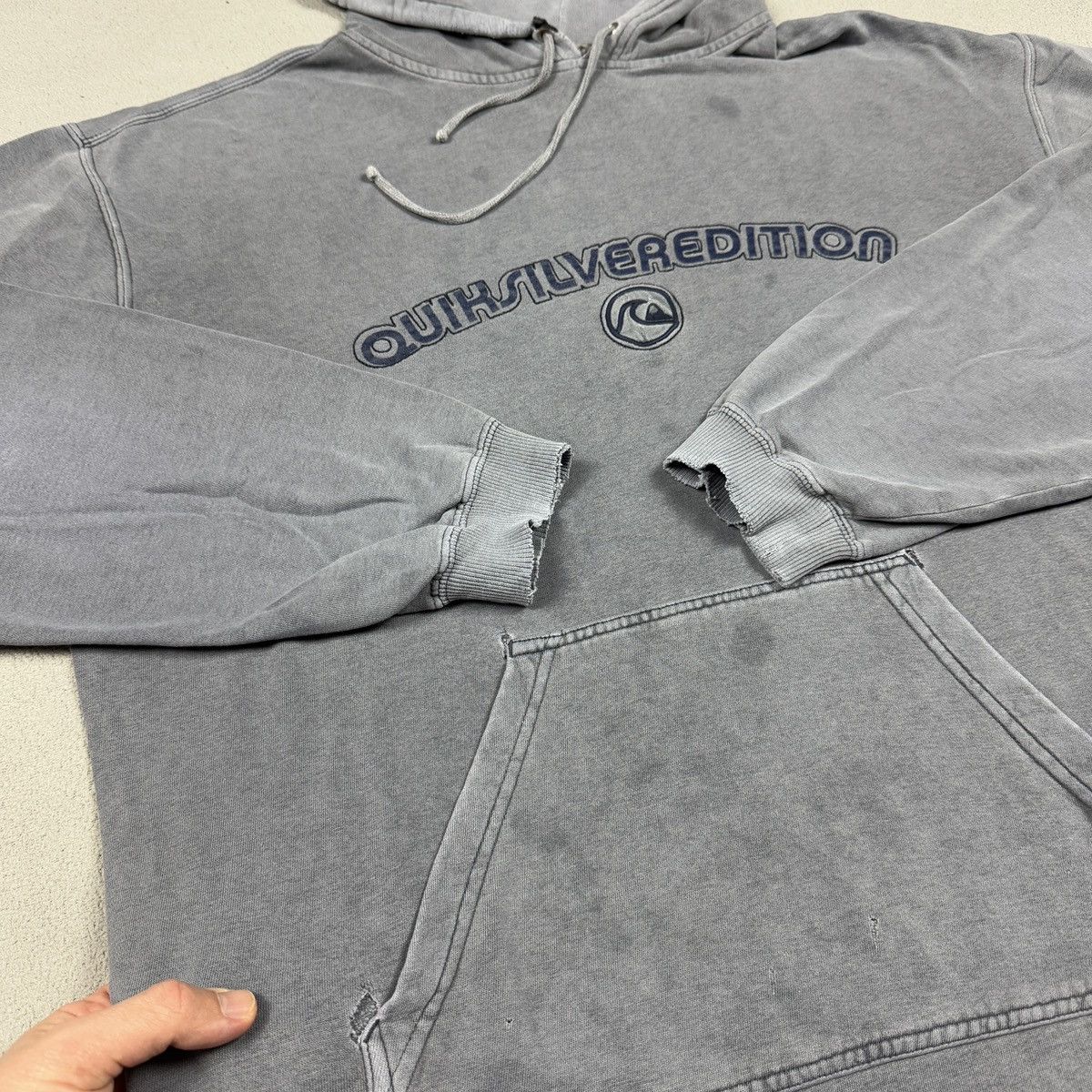 Quiksilver RARE Trashed Quiksilver Sun Faded Paper Thin Hoodie XL Size US XL / EU 56 / 4 - 13 Thumbnail