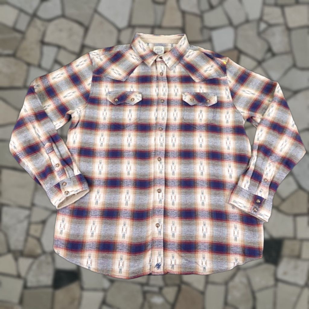 Vintage VINTAGE Moon Shrine Button Up Shirt Road Western Casual Plaid Blue XL Mens Button-Up Shirt Size US XL / EU 56 / 4 - 1 Thumbnail