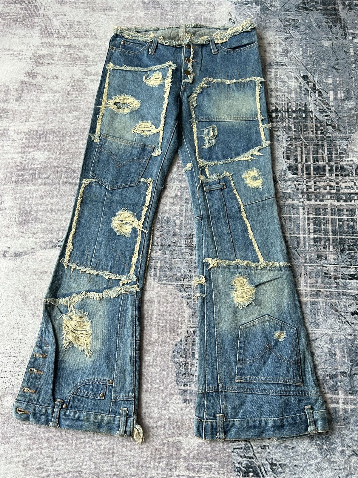 Japanese Brand Designer Patchwork Jeans Style Size US 29 - 5 Thumbnail