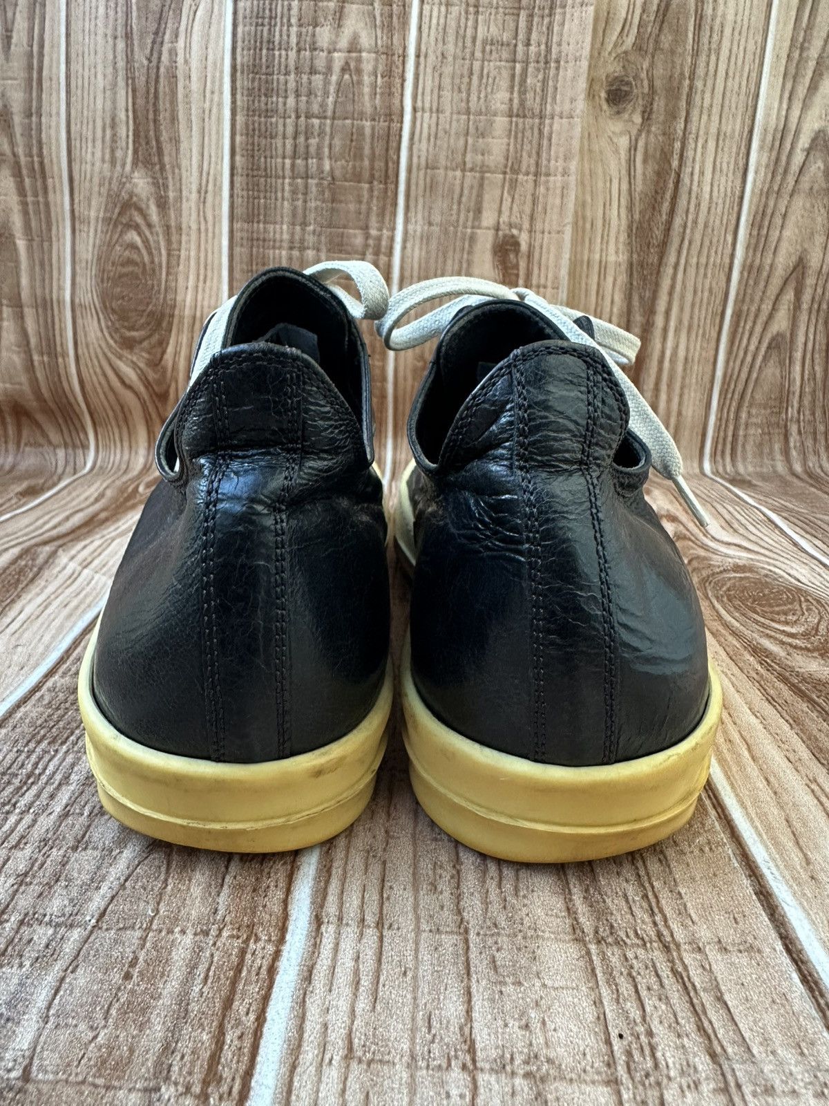 Rick Owens Rick Owens Ramones Mainline Distressed Black Leather Lowtops Size US 8.5 / EU 41-42 - 17 Thumbnail
