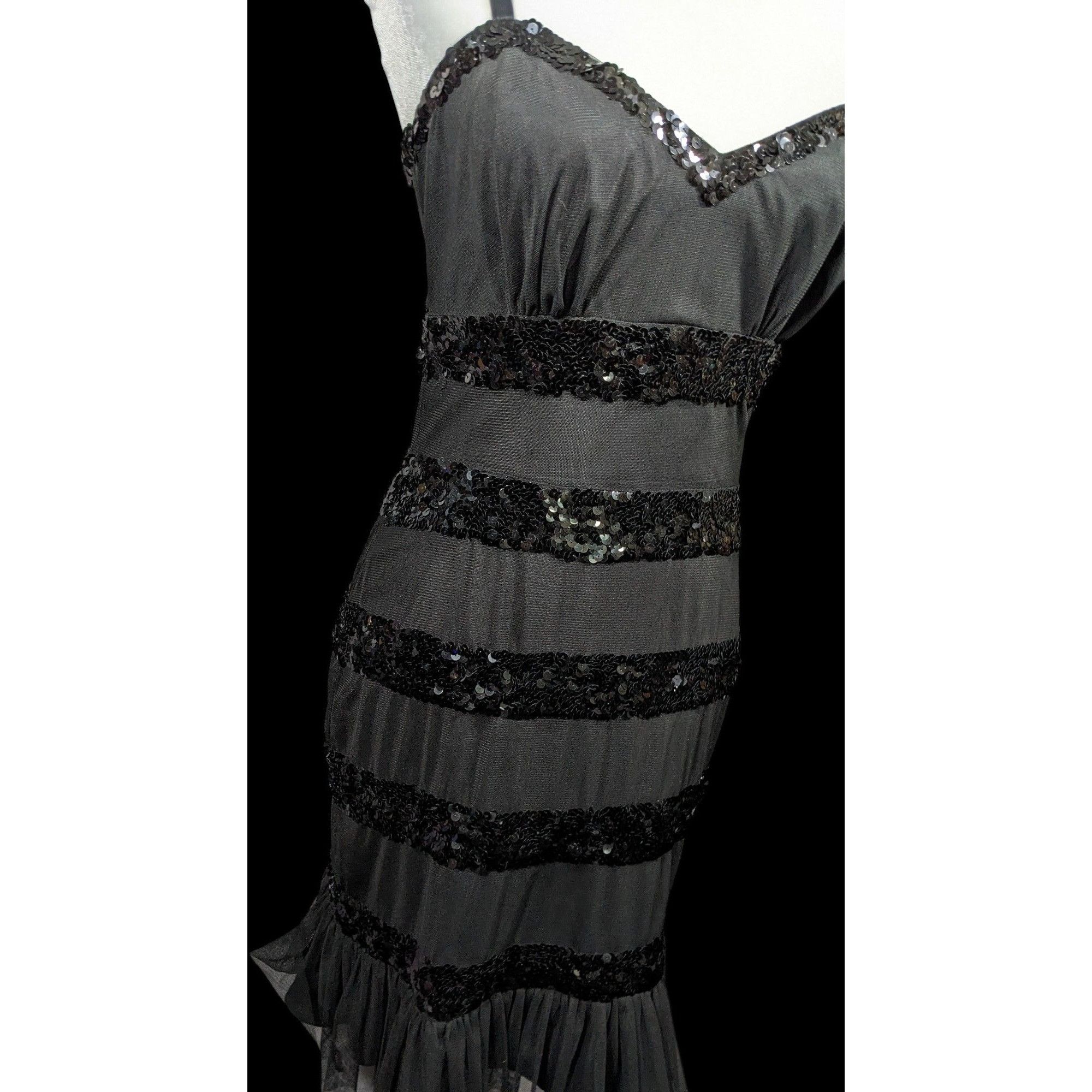 Betsey Johnson Betsey Johnson Evening Black Sequin Striped Dress Size 6 Size M / US 6-8 / IT 42-44 - 10 Thumbnail