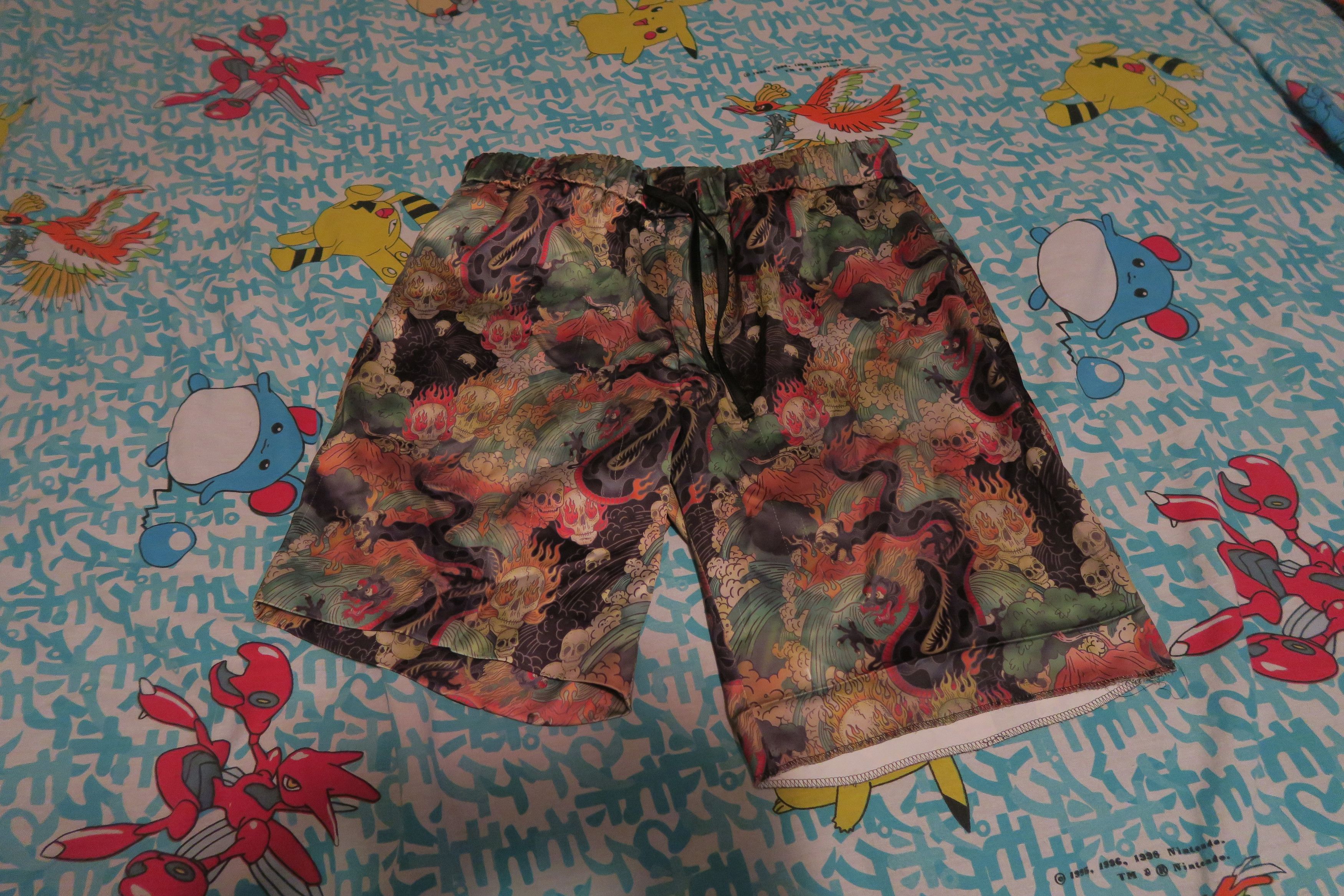 Topman Topman Fieldmann Flame Skull Dragon Shorts Poly Blend (Read) Size US 32 / EU 48 - 1 Thumbnail