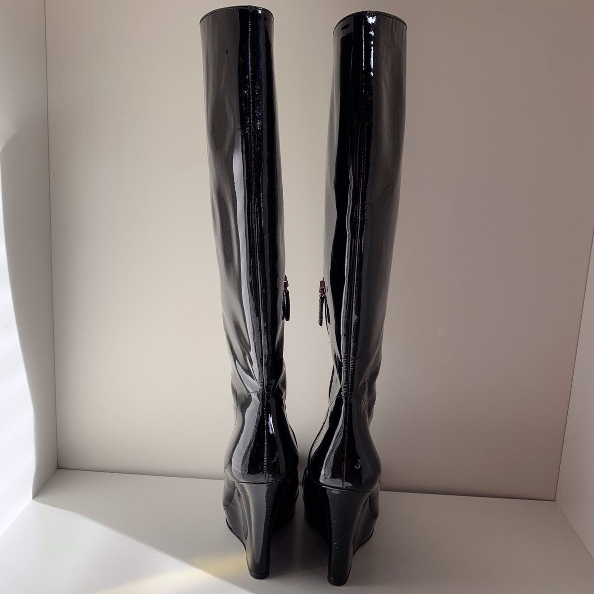 Gucci Patent leather horsebit wedge tall boots Size US 5.5 / IT 35.5 - 3 Thumbnail