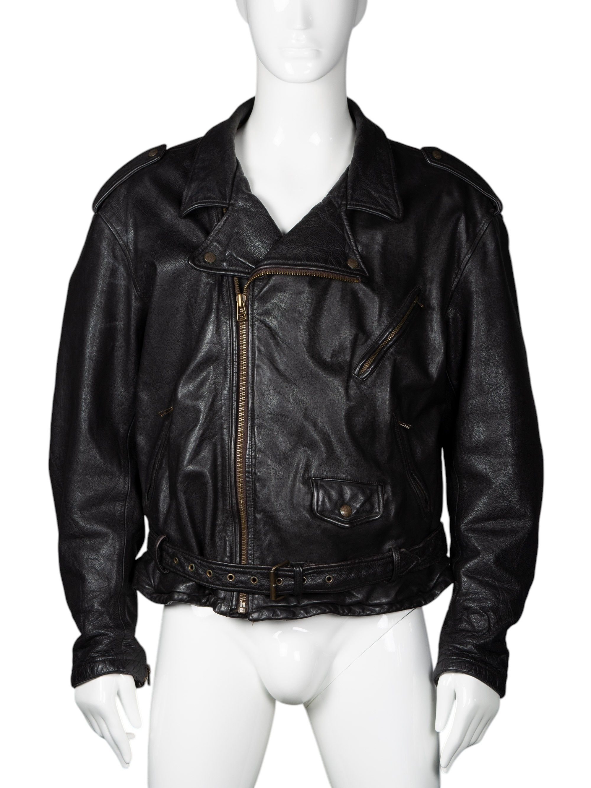 Emporio Armani vintage Emporio Armani 1990's biker Stone Leather jacket Size US L / EU 52-54 / 3 - 1 Thumbnail