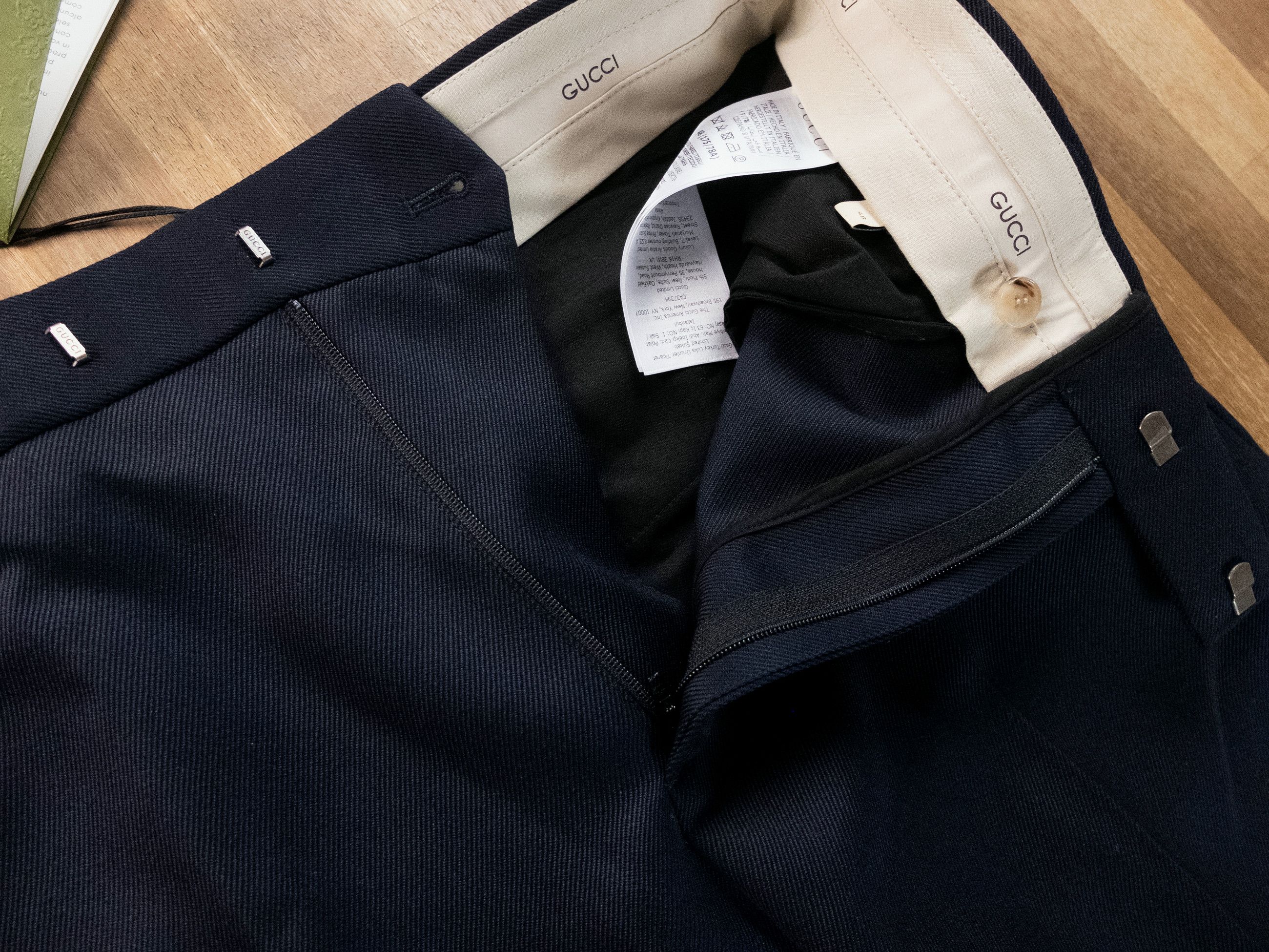 Gucci GUCCI navy blue gabardine wide leg cotton pants Size 32 Size US 32 / EU 48 - 6 Thumbnail