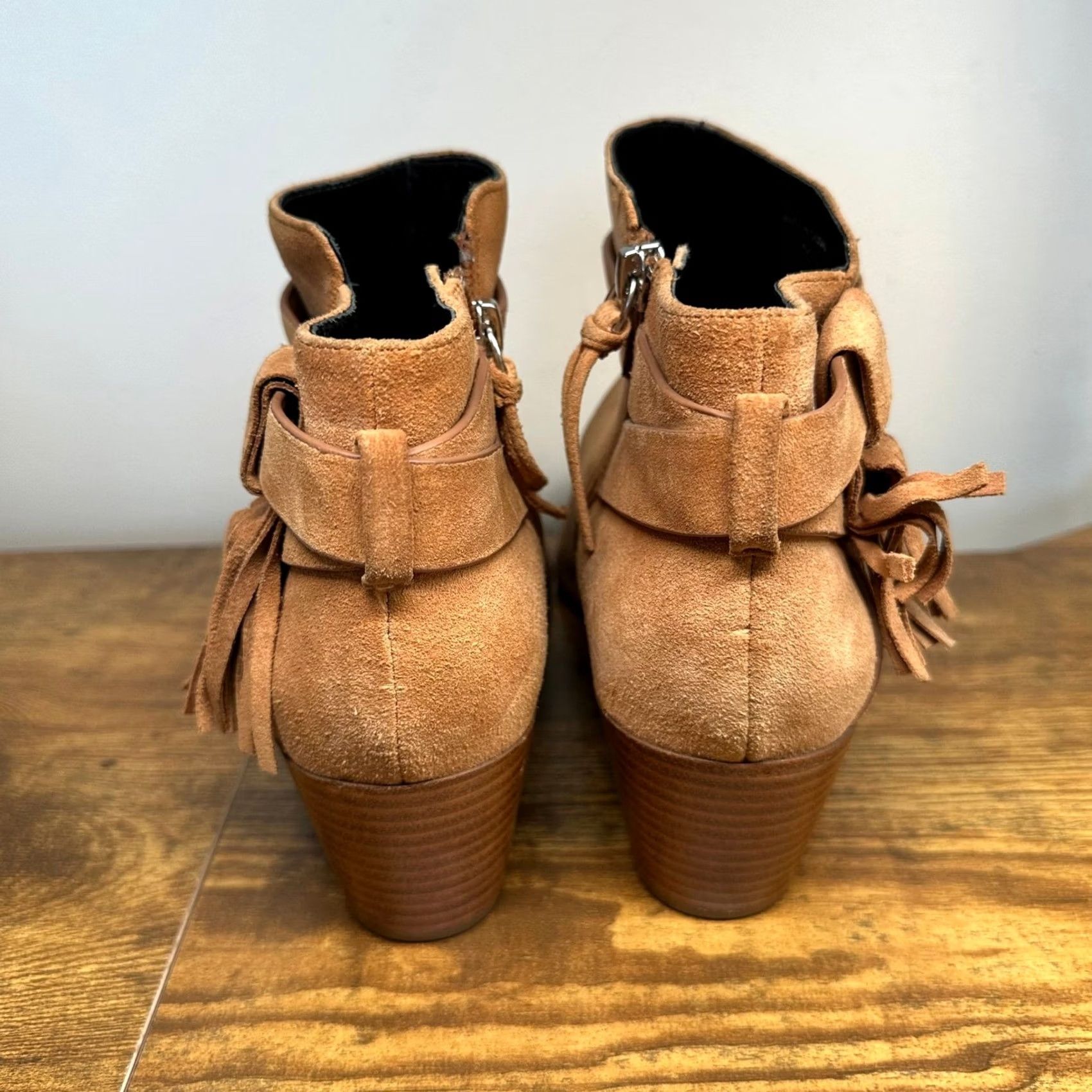 Rebecca Minkoff Rebecca Minkoff Womens Suede Ankle Boots Fringe Western Zipper Zip Tan 8.5M Casual Travel Cowgirl Size US 9 / IT 39 - 4 Thumbnail