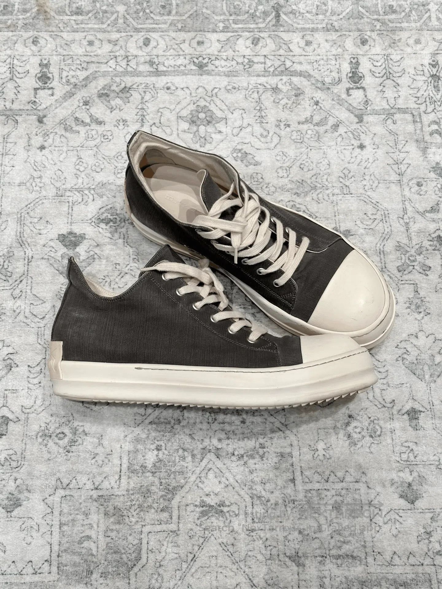 Rick Owens Rick Owens x Converse Gray Canvas Low Top. Size US 11 / EU 44 - 3 Thumbnail