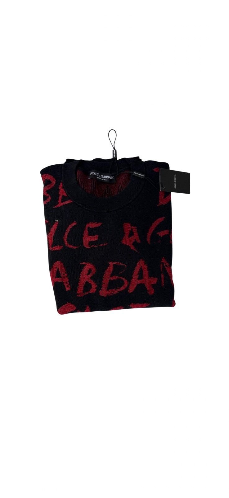 Dolce & Gabbana Dolce and Gabbana Logo Detail Jacquared Sweater Black/Red Size US M / EU 48-50 / 2 - 5 Thumbnail