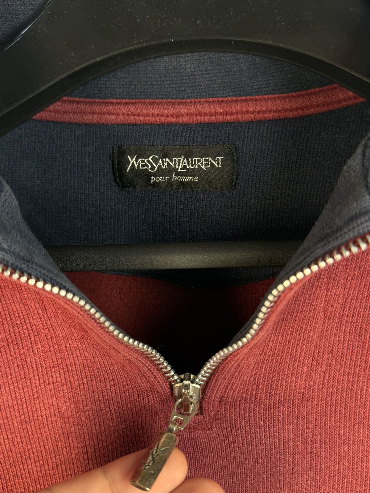 Yves Saint Laurent 90s YSL Sweatshirt 1/4 Quarter Zip Red Vintage Sweater Size US L / EU 52-54 / 3 - 8 Thumbnail
