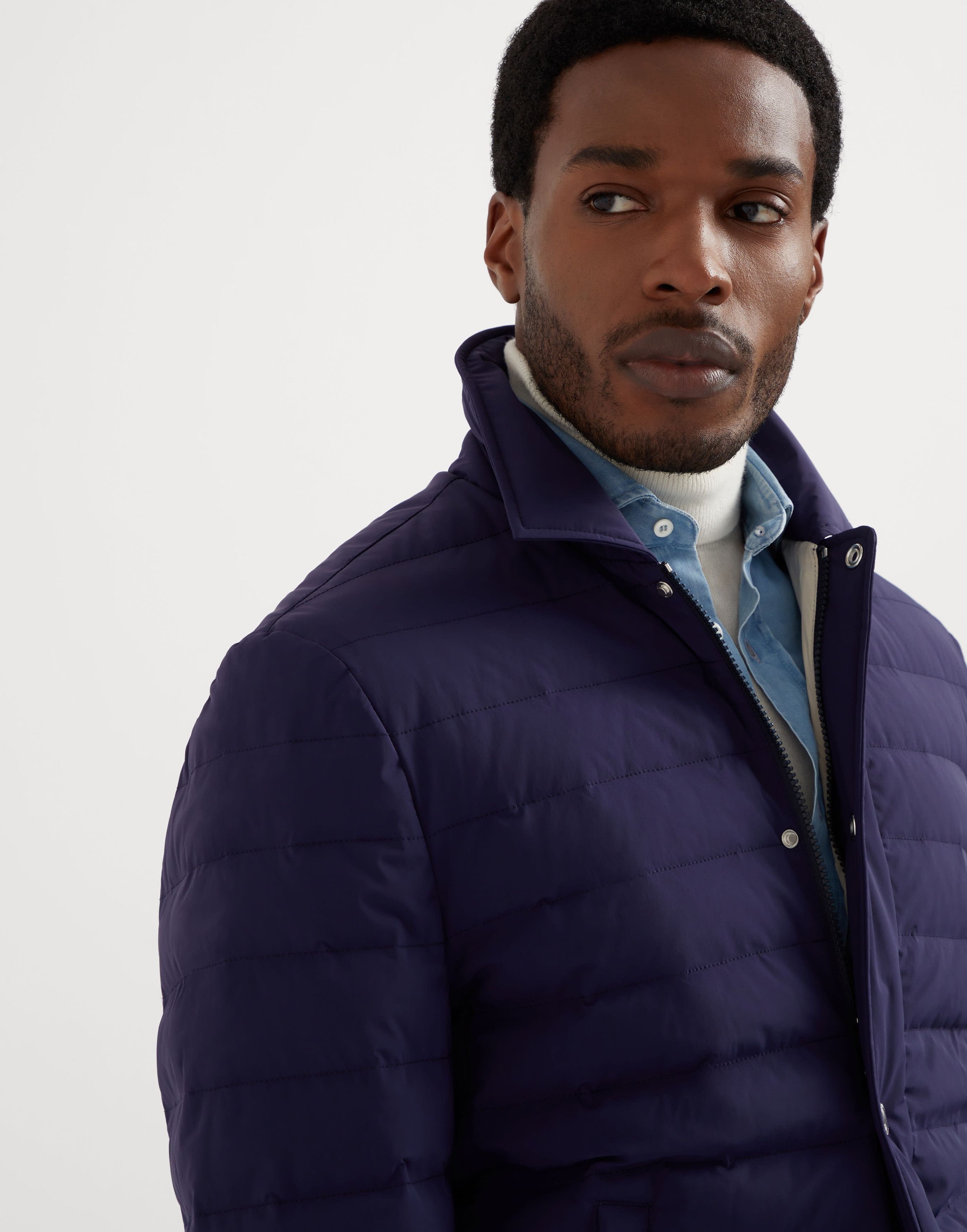 Brunello Cucinelli o1w1db10226 Wr Padded Jacket in Blue Size US L / EU 52-54 / 3 - 2 Thumbnail