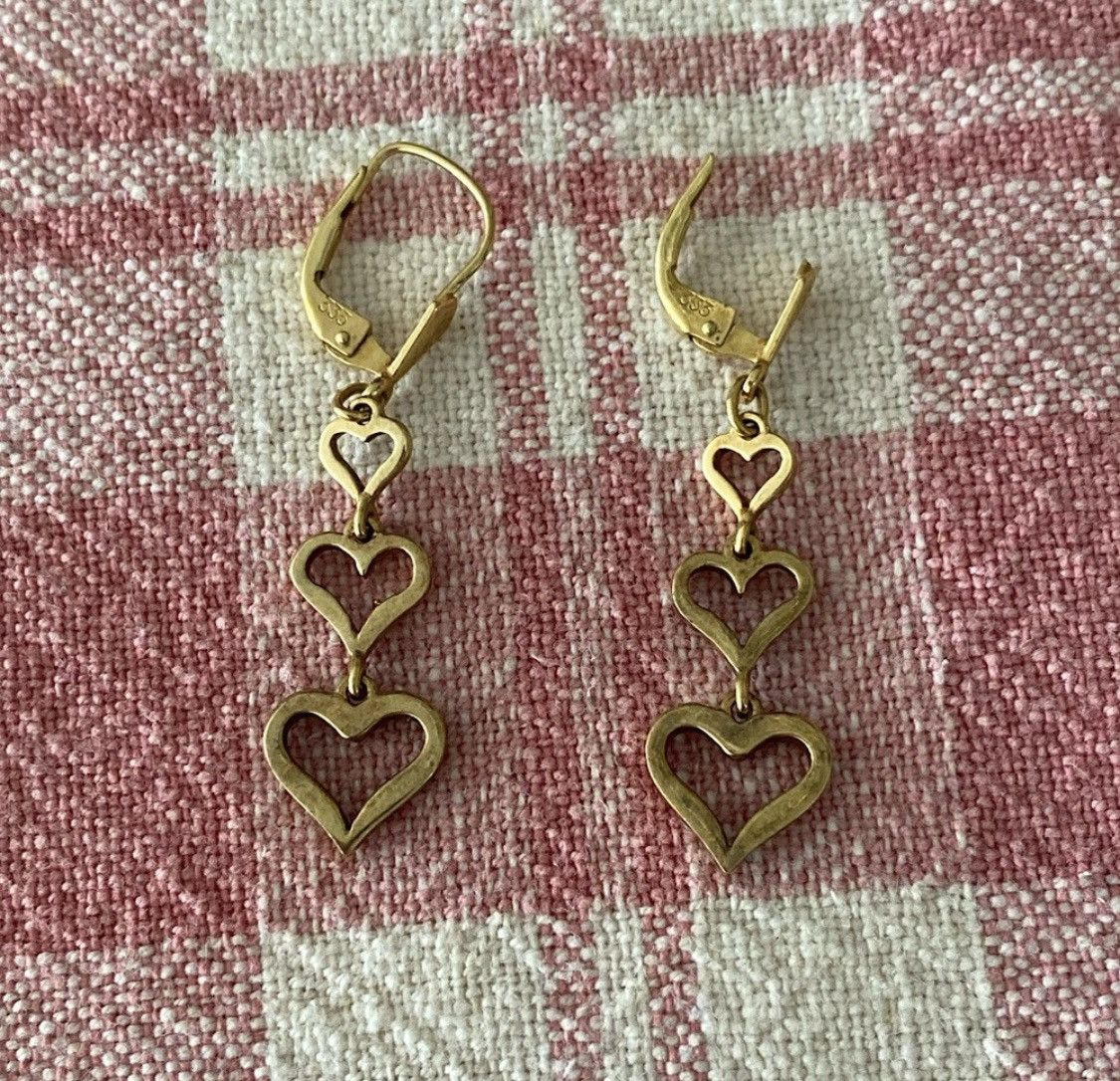 Other FB FRANZ BREUNING 333 GOLD 8K TRIPLE HEART DANGLE EARRINGS Size ONE SIZE - 1 Thumbnail