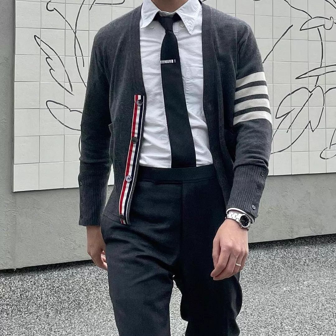Thom Browne Thom Browne Classic Charcoal Black Wool Tie Size ONE SIZE - 5 Thumbnail