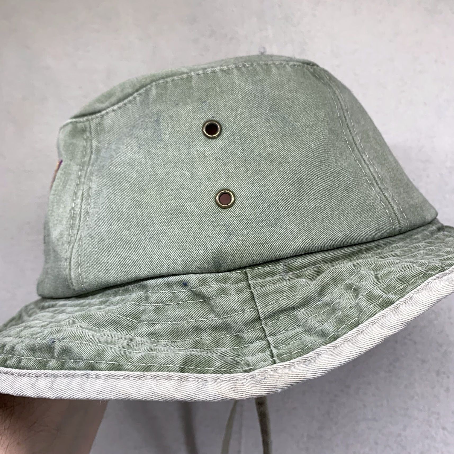 Vintage J Hats Bucket Hat Unisex Adults 90s Sports Theme Park Green Cotton Wide Brim Casual Travel Size ONE SIZE - 5 Thumbnail