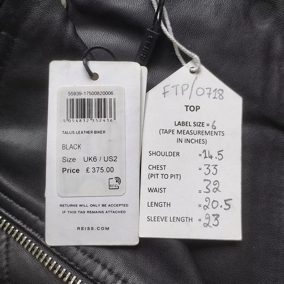 Reiss REISS Women's Tallis Leather Biker Jacket UK6/US2 IFD-0718 Size XS / US 0-2 / IT 36-38 - 8 Thumbnail