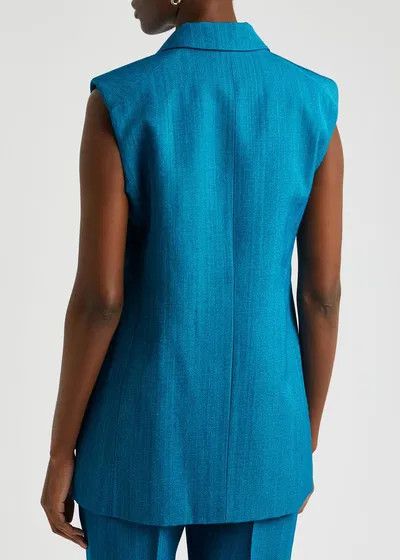 Jil Sander o1y0925 Sleeveless Blazer in Turquoise Size M / US 6-8 / IT 42-44 - 3 Thumbnail