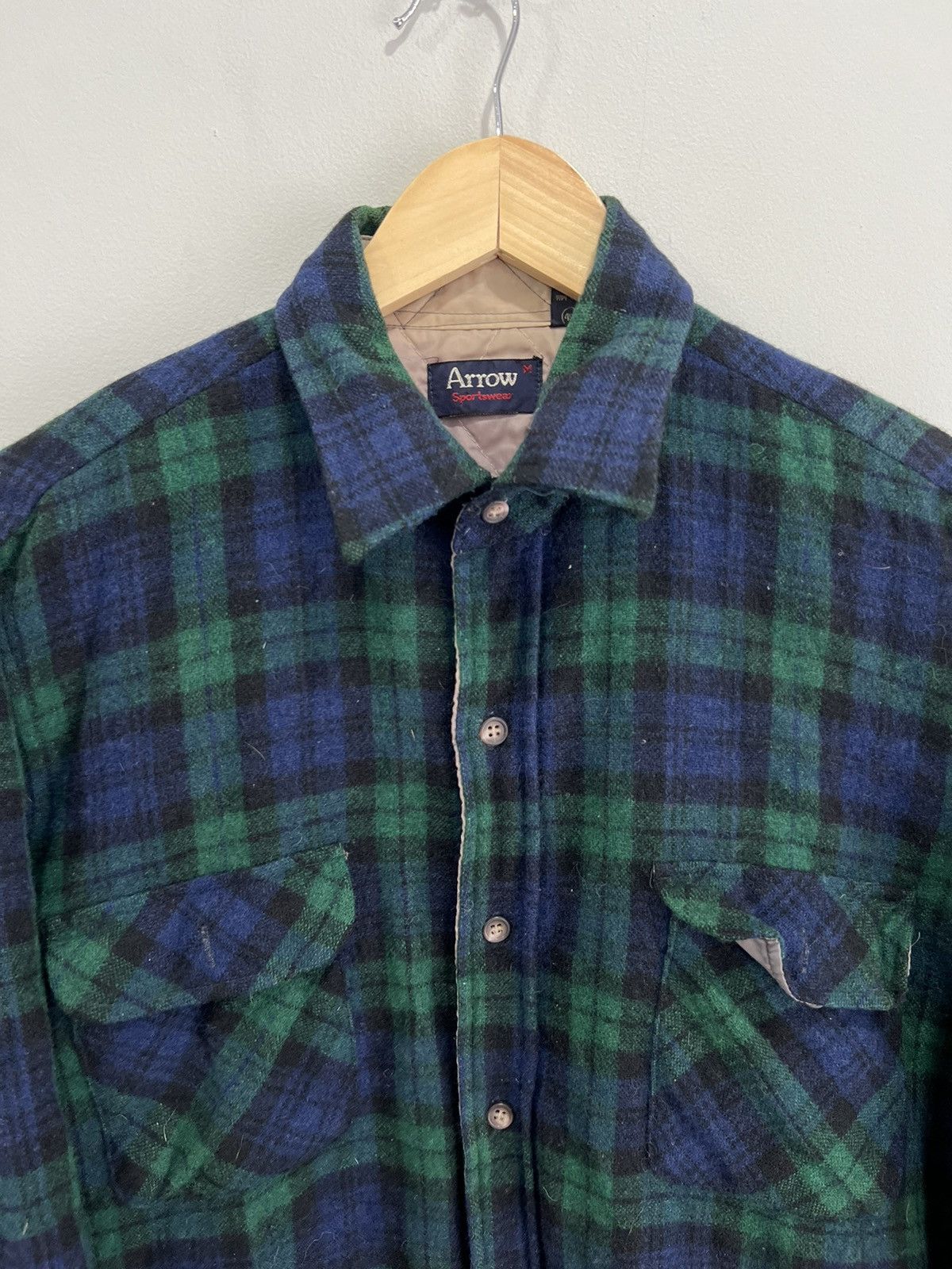 Arrow Vintage 90s Arrow Plaid Flannel Button Up Shirt Size US M / EU 48-50 / 2 - 2 Thumbnail