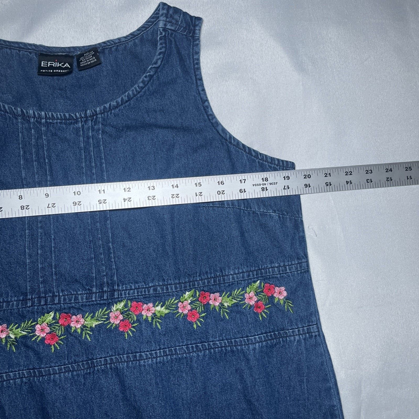 Other VTG Erika Floral Embroidered Denim Dress Midi Maxi Size PM Size M / US 6-8 / IT 42-44 - 6 Thumbnail
