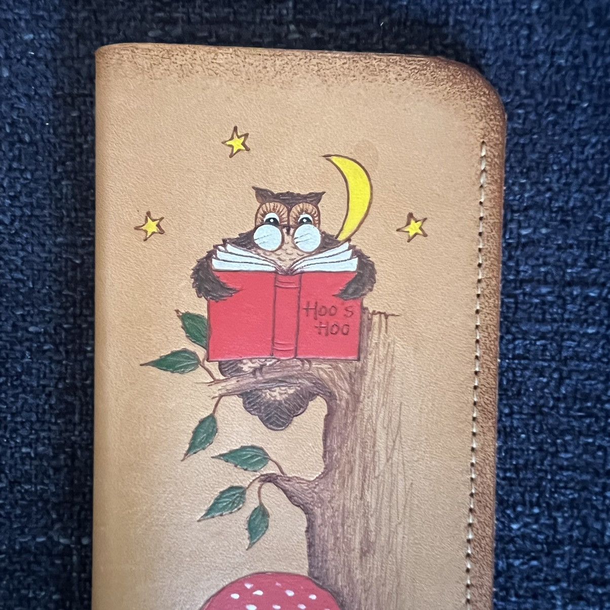 Other Pauline Baines Hand Painted Leather Eyeglass Case Owl UK Size ONE SIZE - 4 Thumbnail