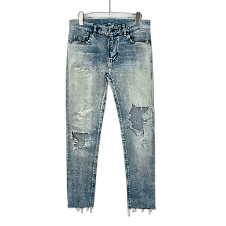 Saint Laurent Paris Saint Laurent Blue Distressed Cotton Denim Pants-2507 Size US 30 / EU 46 - 7 Thumbnail