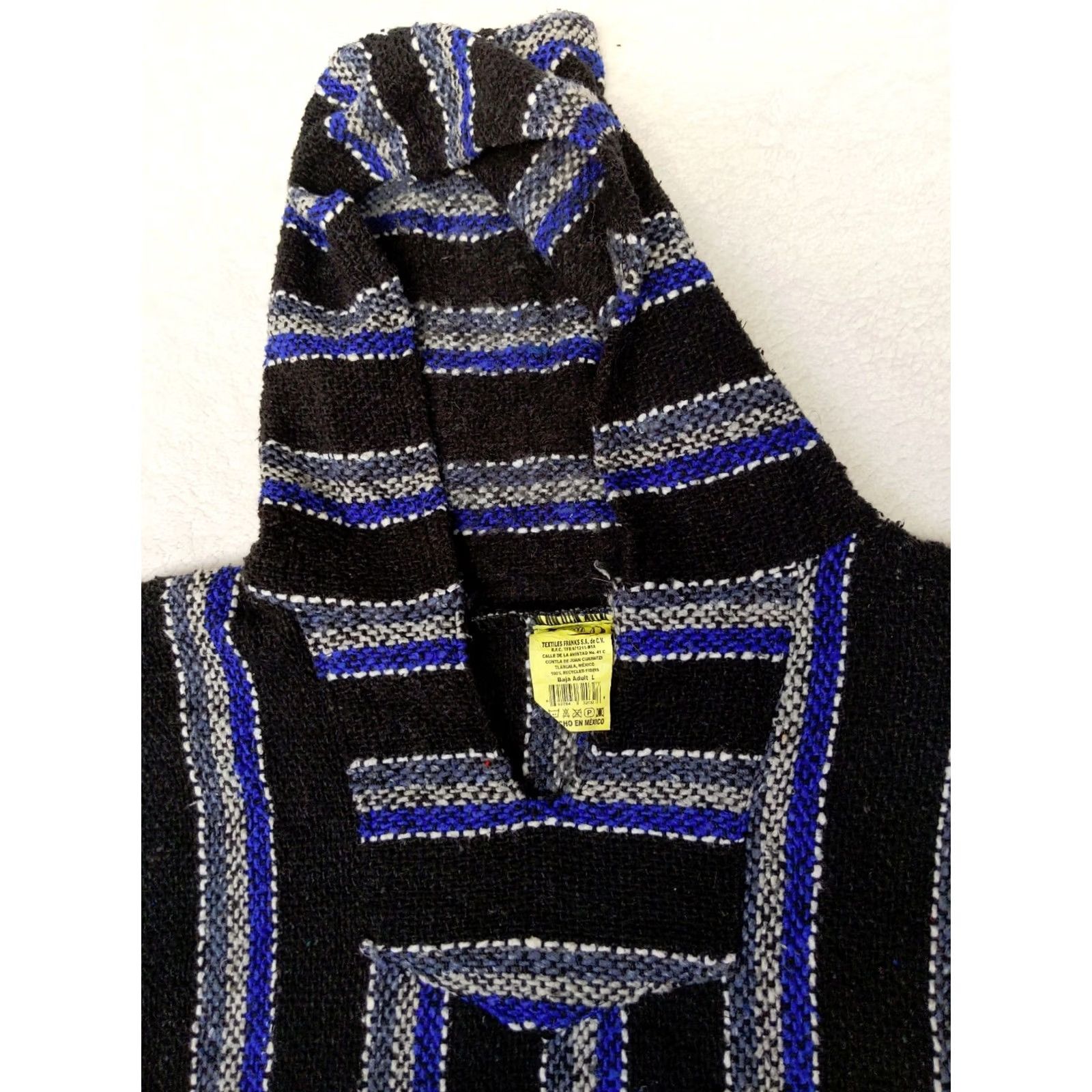 KangaROOS Franks Hoodie Mens L Blue Black White Stripe Drug Rug Baja Pullover Kangaroo Size US L / EU 52-54 / 3 - 4 Thumbnail