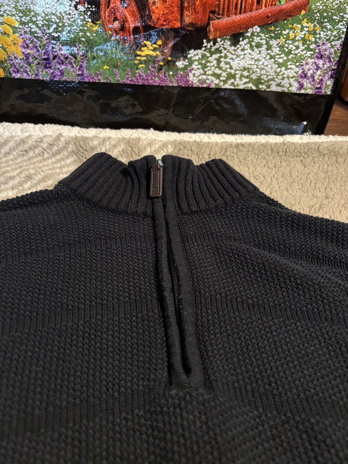 Izod Black Knit Quarter Zip striped Size US M / EU 48-50 / 2 - 2 Thumbnail