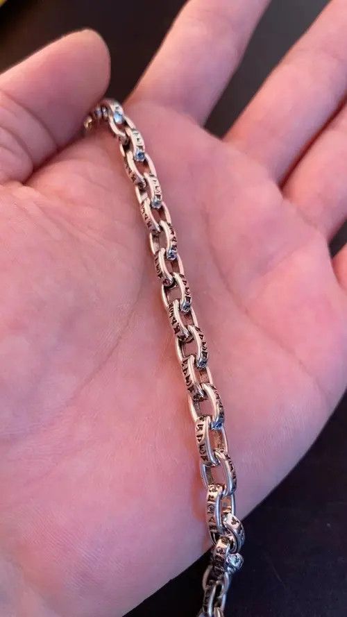 Jewelry Silver Chain Bracelet with Engraved Accents Size ONE SIZE - 3 Thumbnail