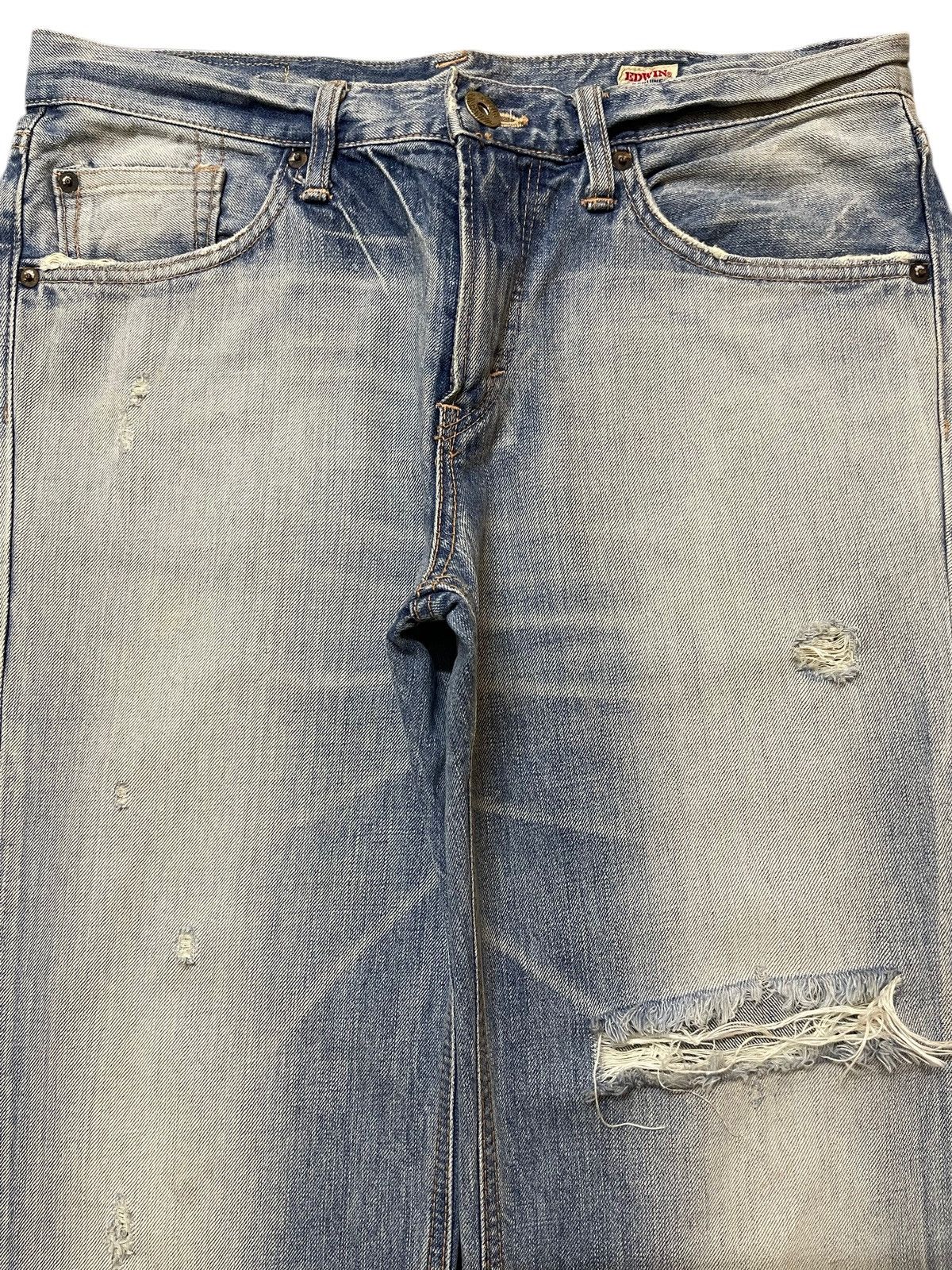 Edwin Vintage Edwin Blue Faded Wash Distress Wide Leg Jeans Size US 32 / EU 48 - 3 Thumbnail