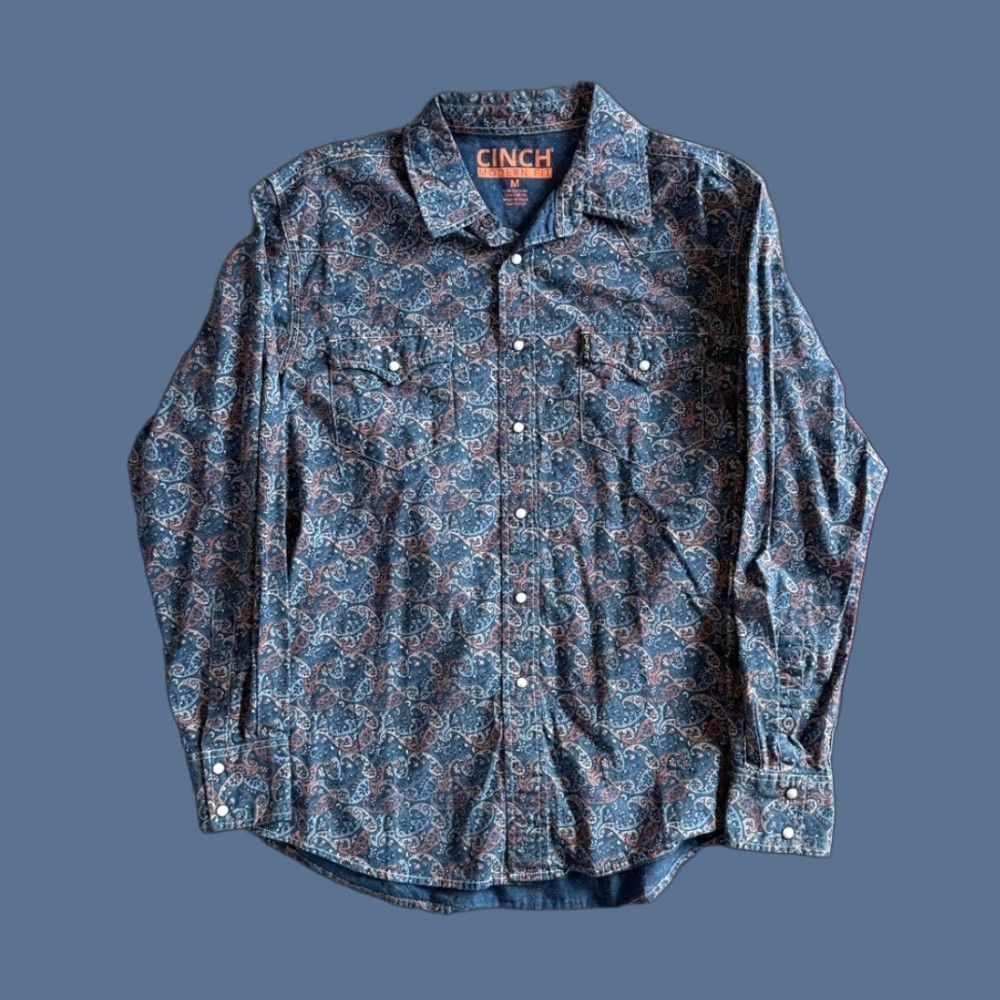 Vintage Cinch Shirt Men’s Western Paisley Long Sleeve Collared Pearl Snap Regular M Size US M / EU 48-50 / 2 - 1 Thumbnail