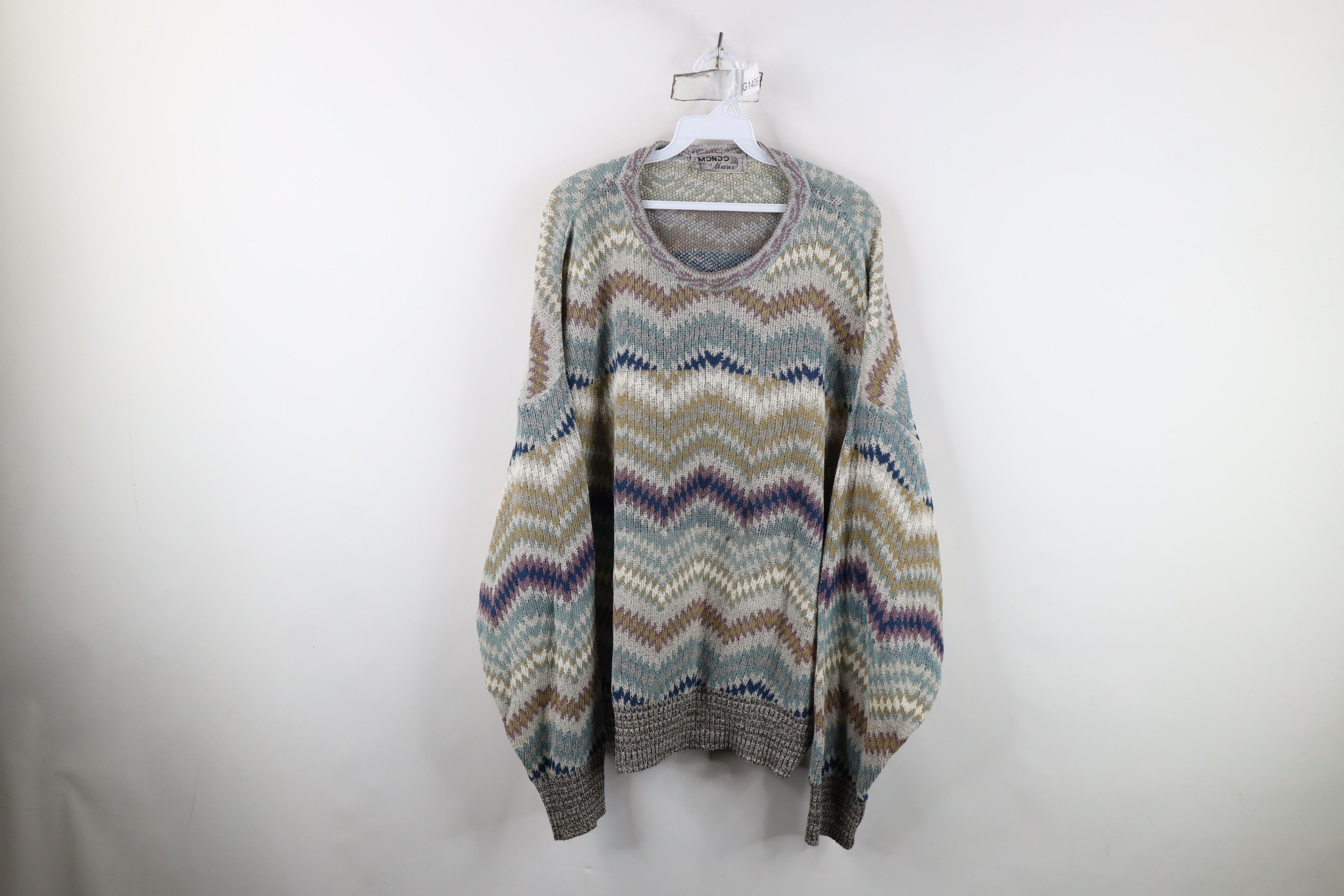 Vintage 90s Coogi Style Rainbow Linen Blend Knit Sweater