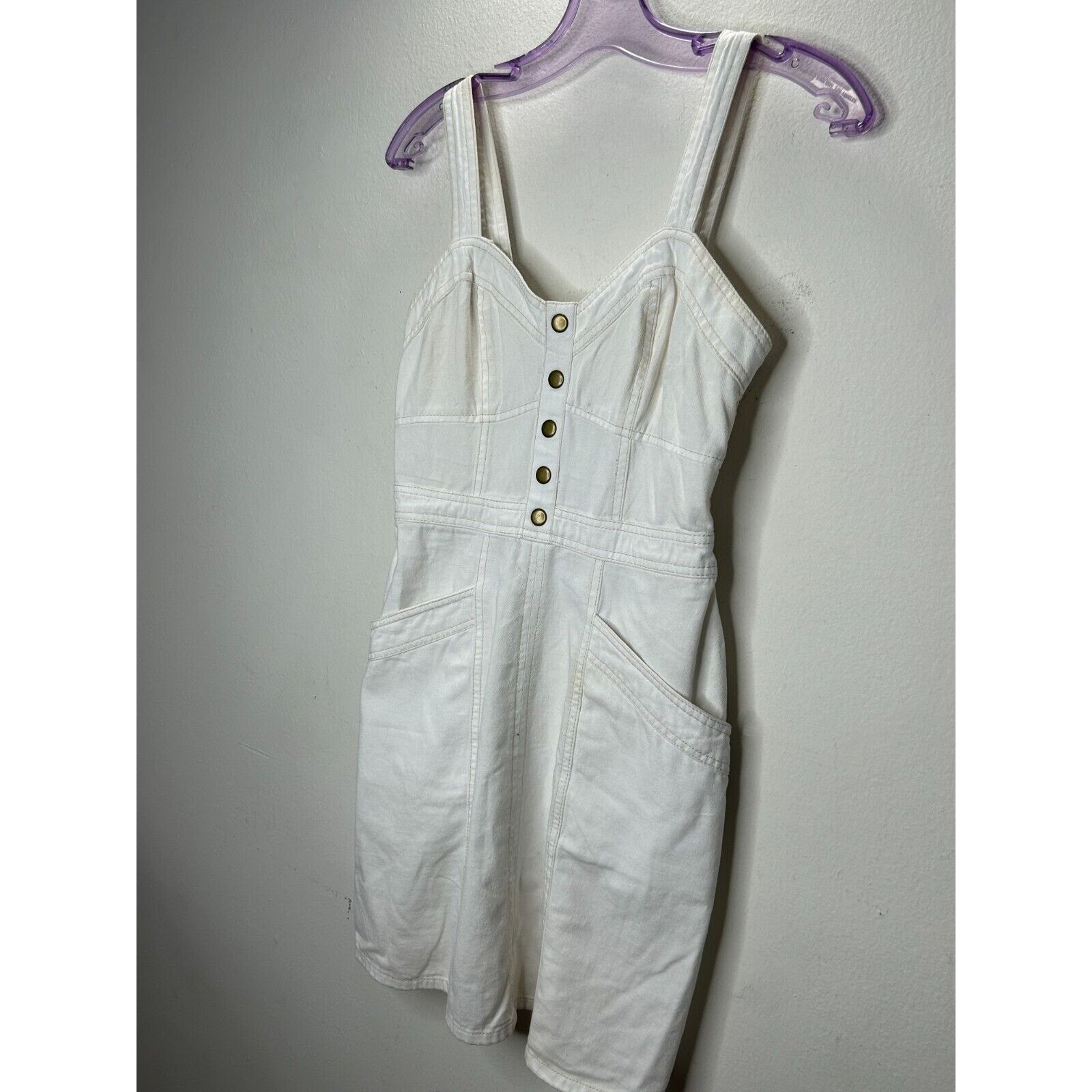 Other Japna White Denim Tan Stitch Sweetheart Neck Pocket Mini M Size M / US 6-8 / IT 42-44 - 4 Thumbnail