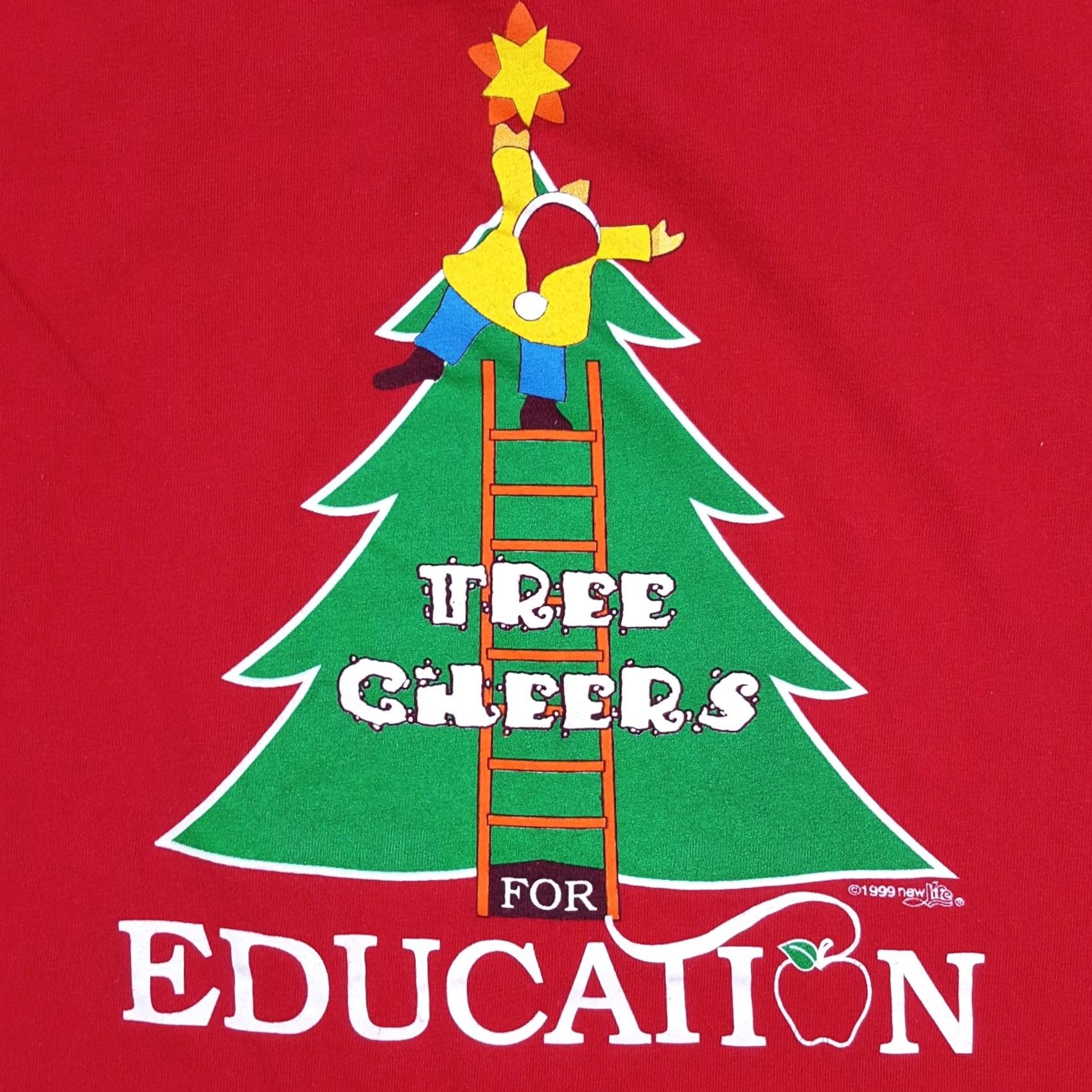 Lee VINTAGE Lee Christmas Tree Teacher T-Shirt Mens Medium Red 90s Y2K Retro Cartoon Holiday Xmas Graphic Print Xmas Tree Gift Size US M / EU 48-50 / 2 - 3 Thumbnail