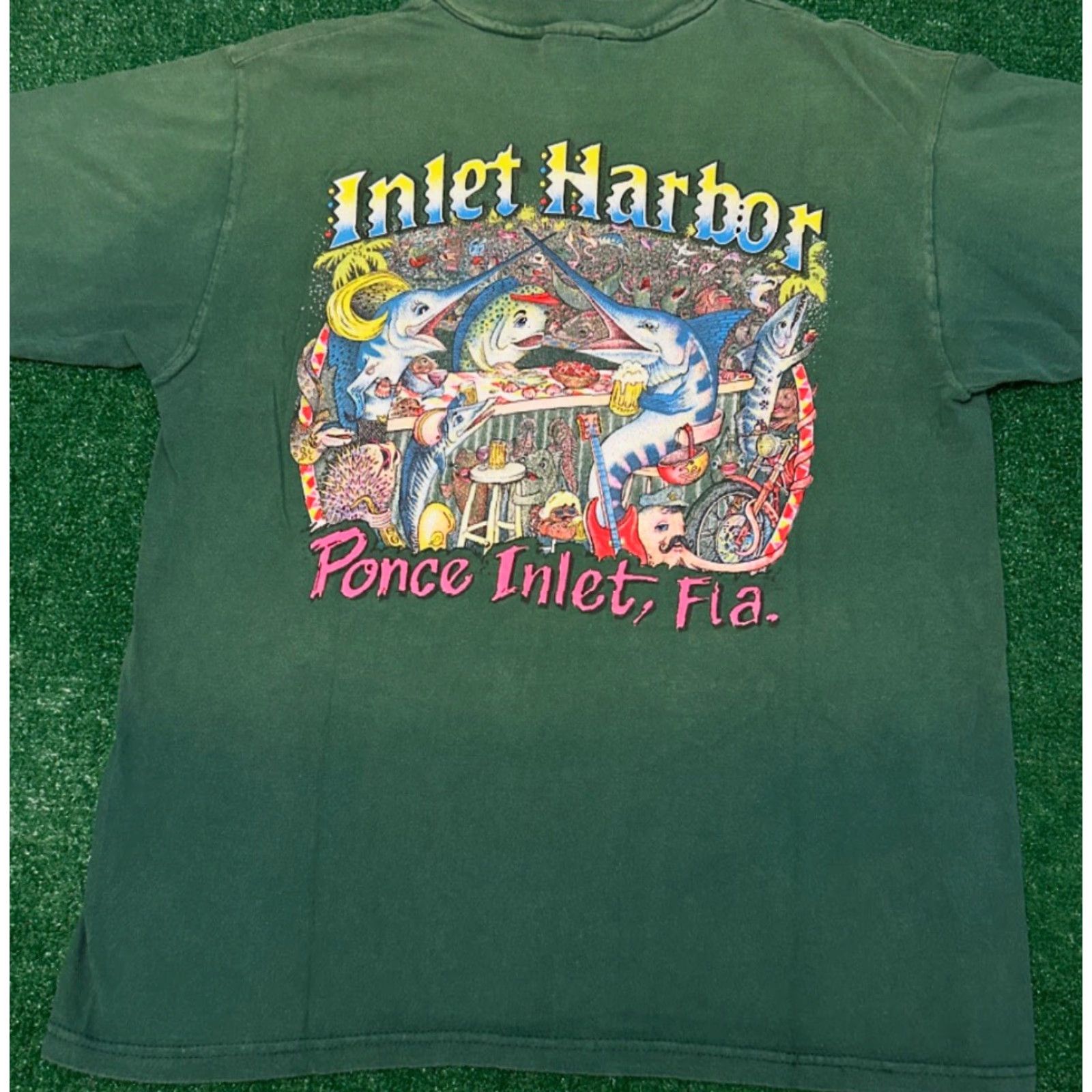 Vintage VINTAGE 90s Ponce Inlet Florida Bike Week Biketober 1997 VTG Shirt Mens L Biker Shirt Green Mens L Size US L / EU 52-54 / 3 - 4 Thumbnail