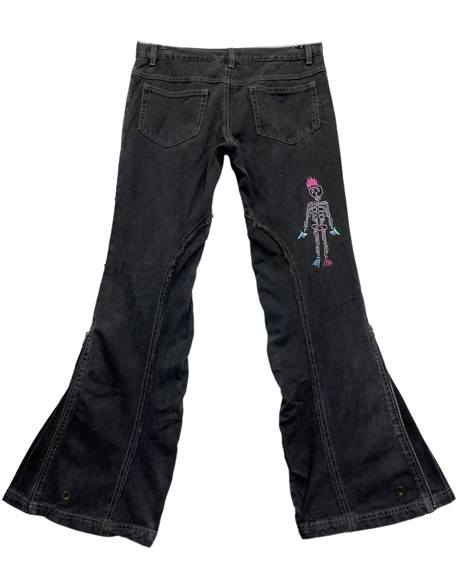 Other 💀PUNK SKULL🔥90’s ALGONQUINS Frayed Denim Flared Zipper Leg Size US 30 / EU 46 - 5 Thumbnail